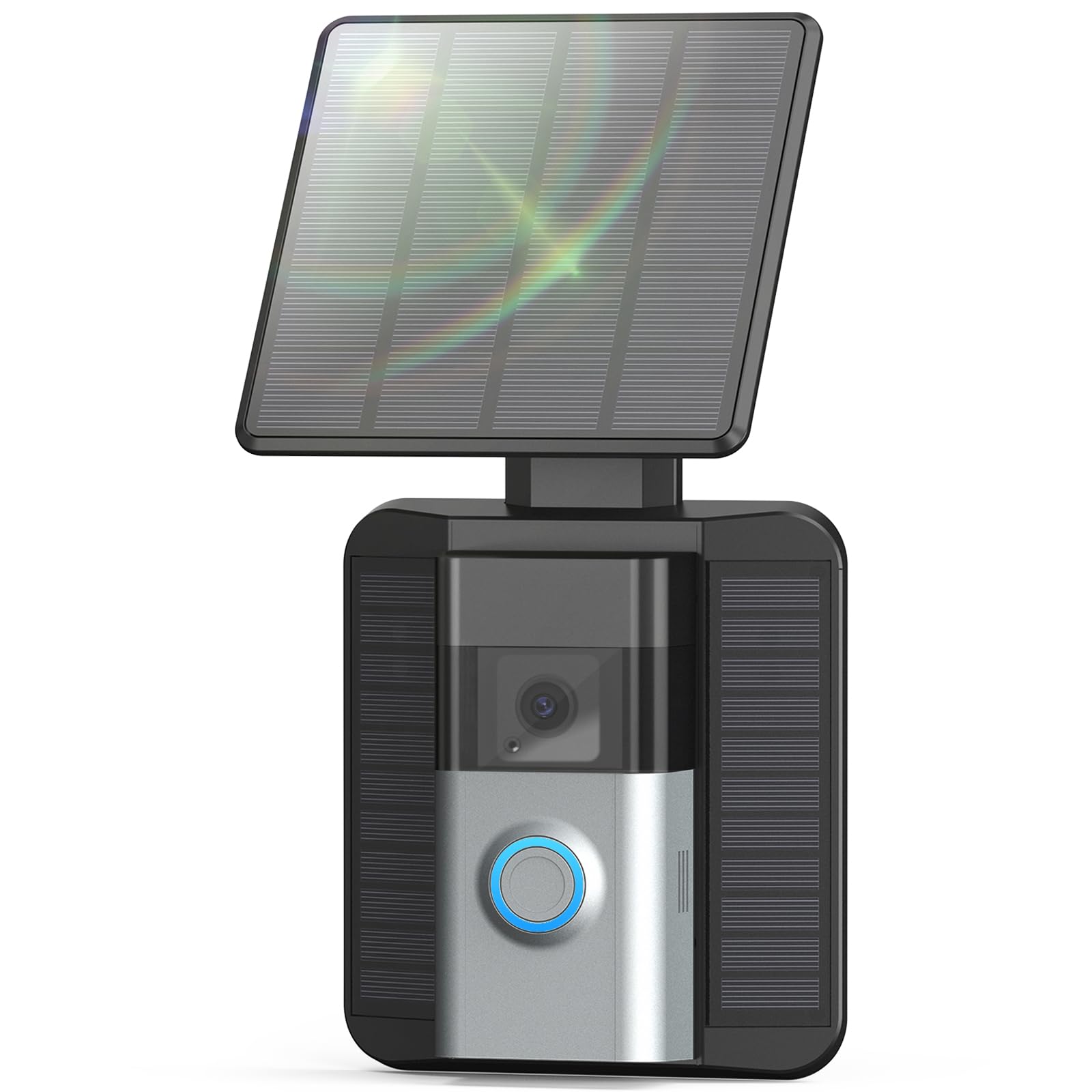 QIBOX Solar Panel for Ring Video Doorbell 4/3/3 Plus & Battery Doorbell Plus - Waterproof Adjustable Solar Charger with Continuous Power Supply - Perfect for Home Security & Outdoor Surveillance