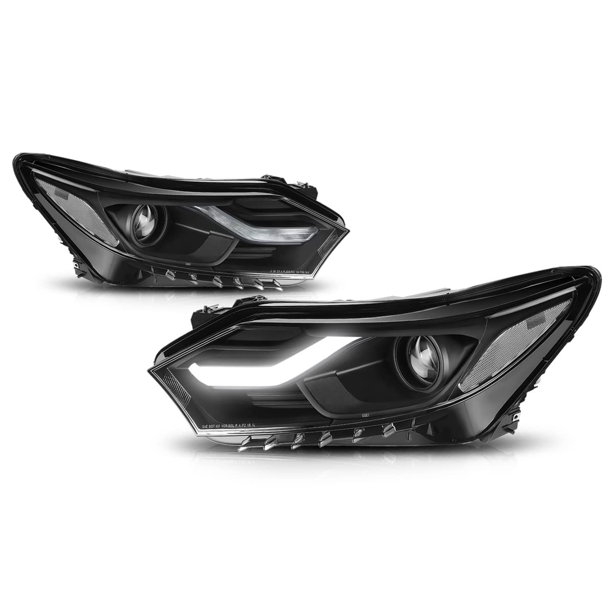 PM PERFORMOTOR LED DRL Projector Headlights Assembly - Compatible with 2018-2021 Chevy Equinox, Black Housing & Clear Corner - Upgrade for Enhanced Night Visibility & Stylish Look