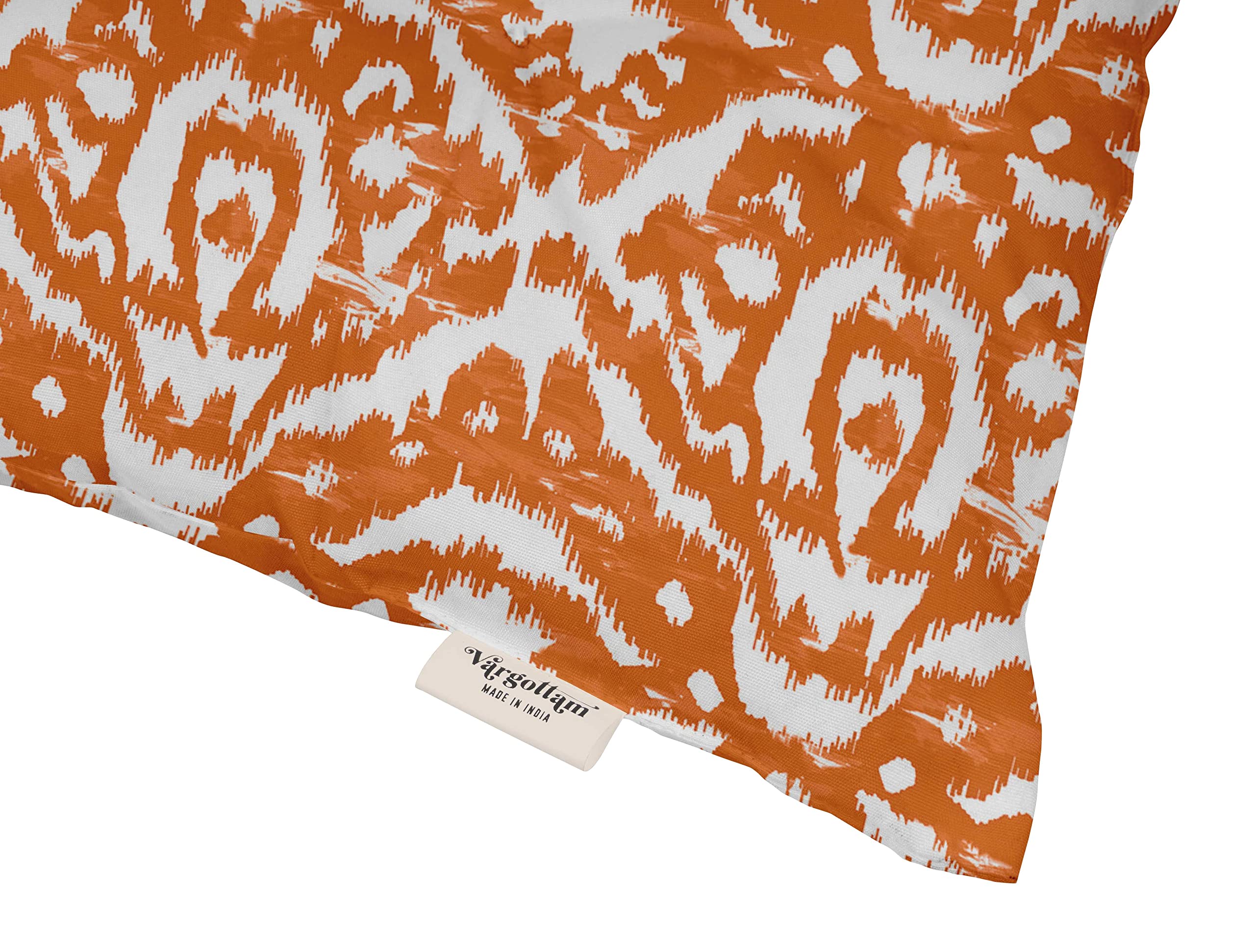 Waterproof 19-inch Orange Ikat Print Square Patio Cushion Set of 2 - Indoor/Outdoor Furniture Seat Cushions for Garden, Deck, Poolside & Balcony Use