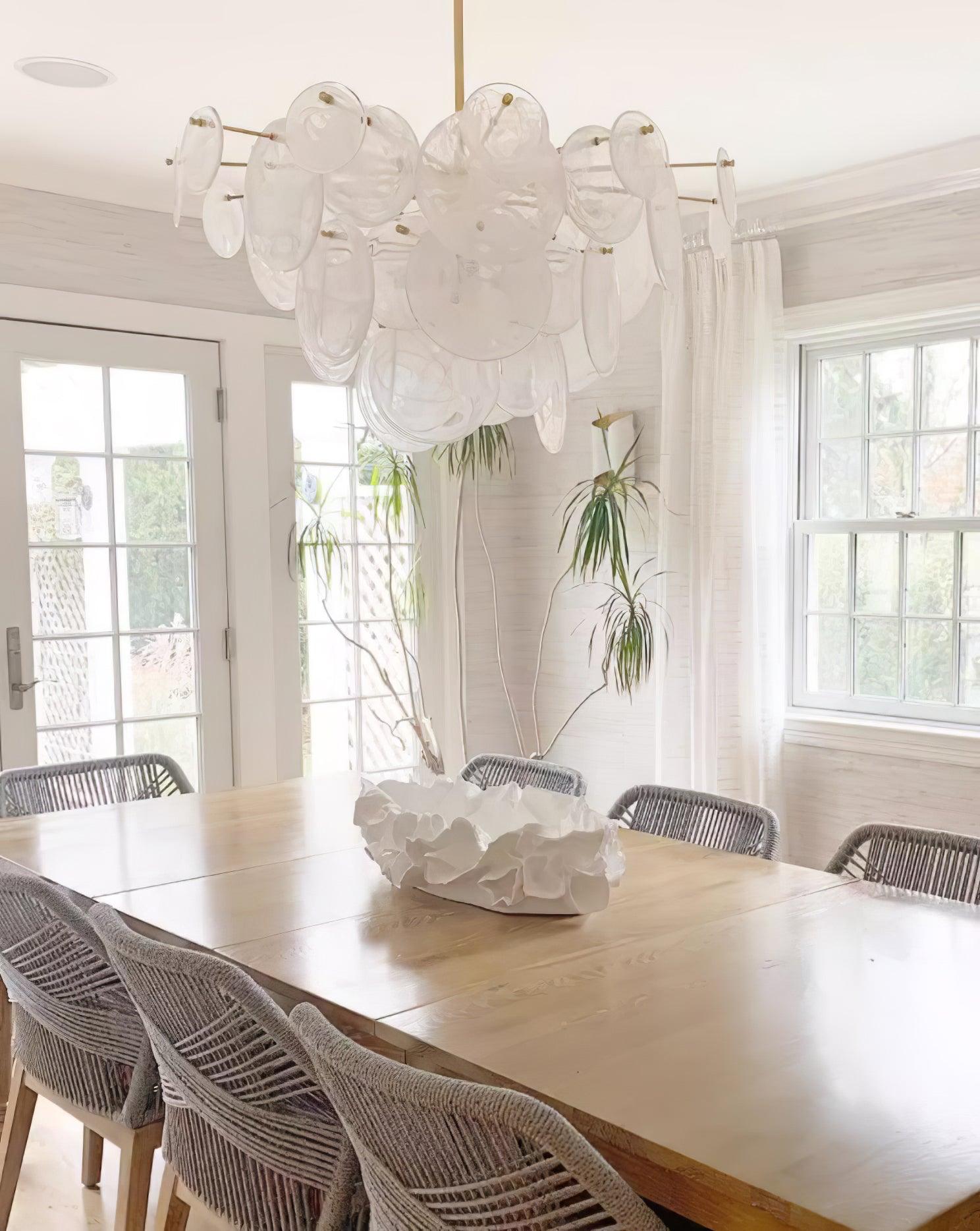 Elegant Brass Discs Cascading Chandelier - Modern Ceiling Light Fixture for Dining Room, Living Room & Bedroom Decor