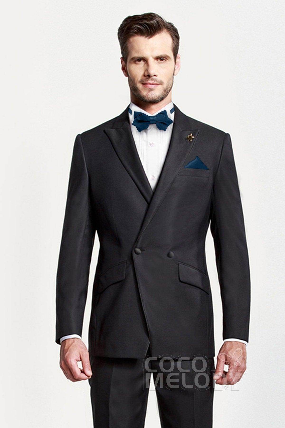 Men's 2-Piece Elastic Silk-Like Satin Bow Tie Set with Pocket Square - Perfect for Weddings, Prom & Formal Events