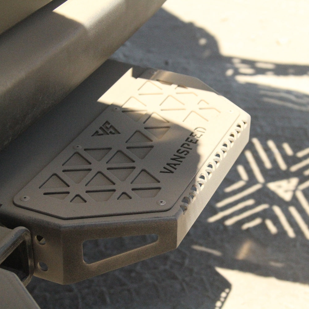 Sprinter Defender Mini Rear Step Bumper - Heavy Duty Black Powder Coated for Mercedes Benz Sprinter & Defender - Perfect for Off-Roading, Camping & Outdoor Adventures