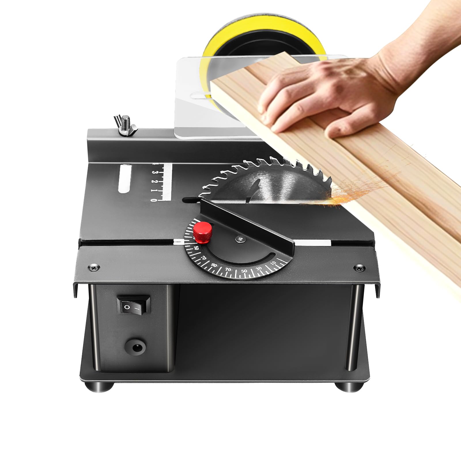Mini Table Saw for Woodworking - Adjustable Precision Sliding Table Saw with Multifunctional Cutting | Perfect for DIY Projects, Home Workshops & Hobbyists | Compact & Powerful Wood Cutting Tool for Crafts, Furniture Making & Small Wood Projects