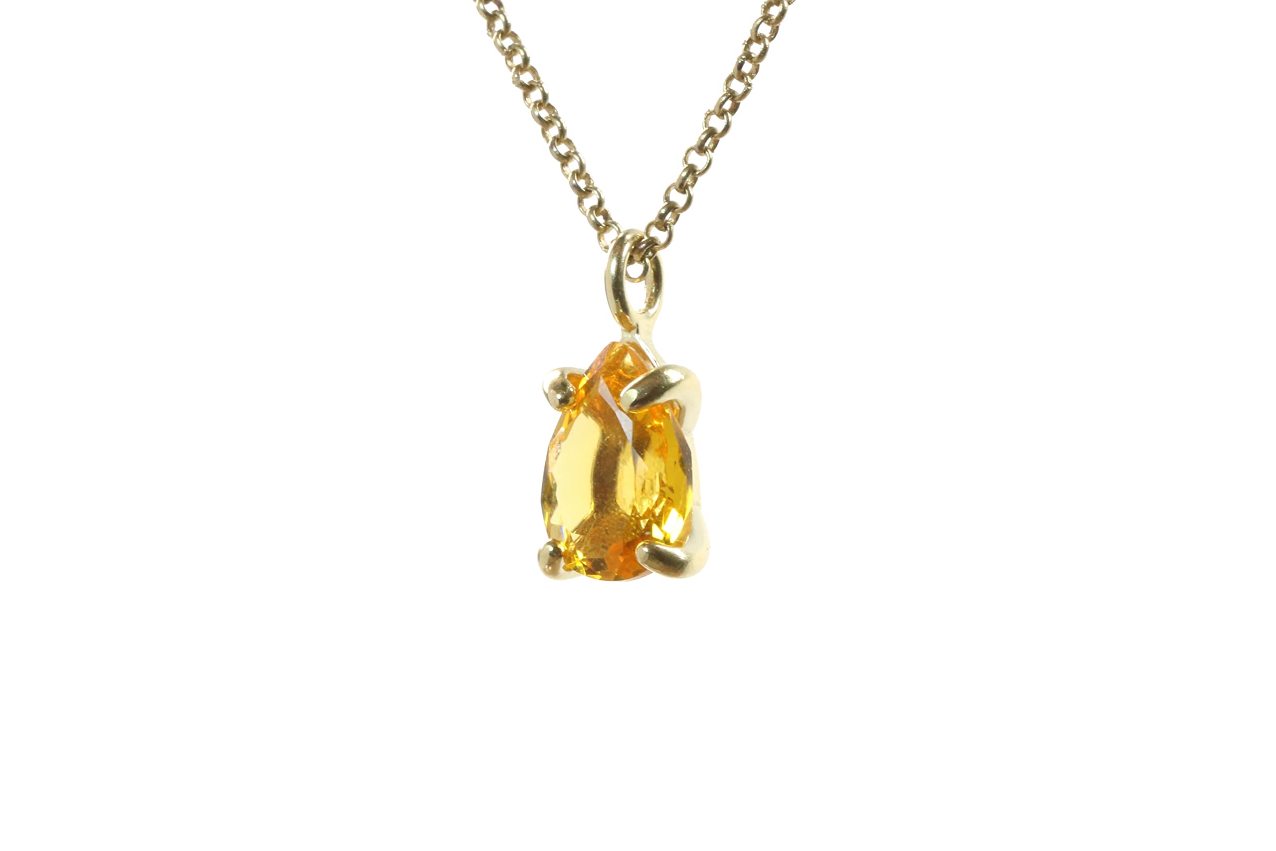 Handmade Pear Citrine Pendant Necklace for Women - Elegant Anemone Jewelry with Chic Crystal Birthstone - Perfect for Birthday, Wedding & Everyday Fashion - Comes with Gift Box | Ideal for Gifts, Special Occasions & Daily Wear