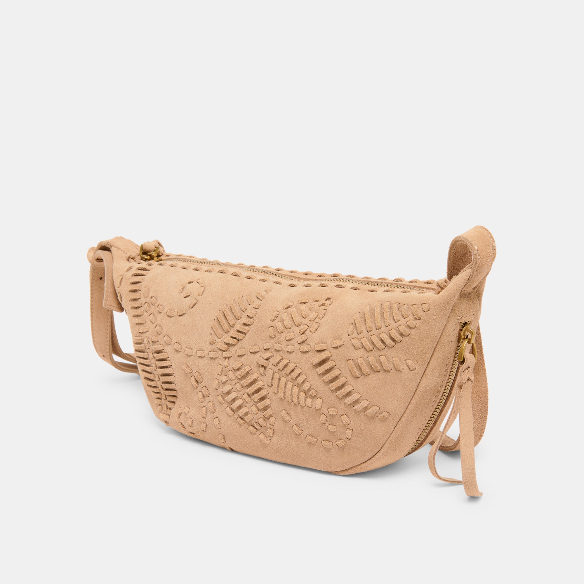 Lipari Crossbody Bag - Beige Suede Leather Purse for Women | Stylish & Lightweight Handbag for Everyday Use, Work, Travel & Shopping