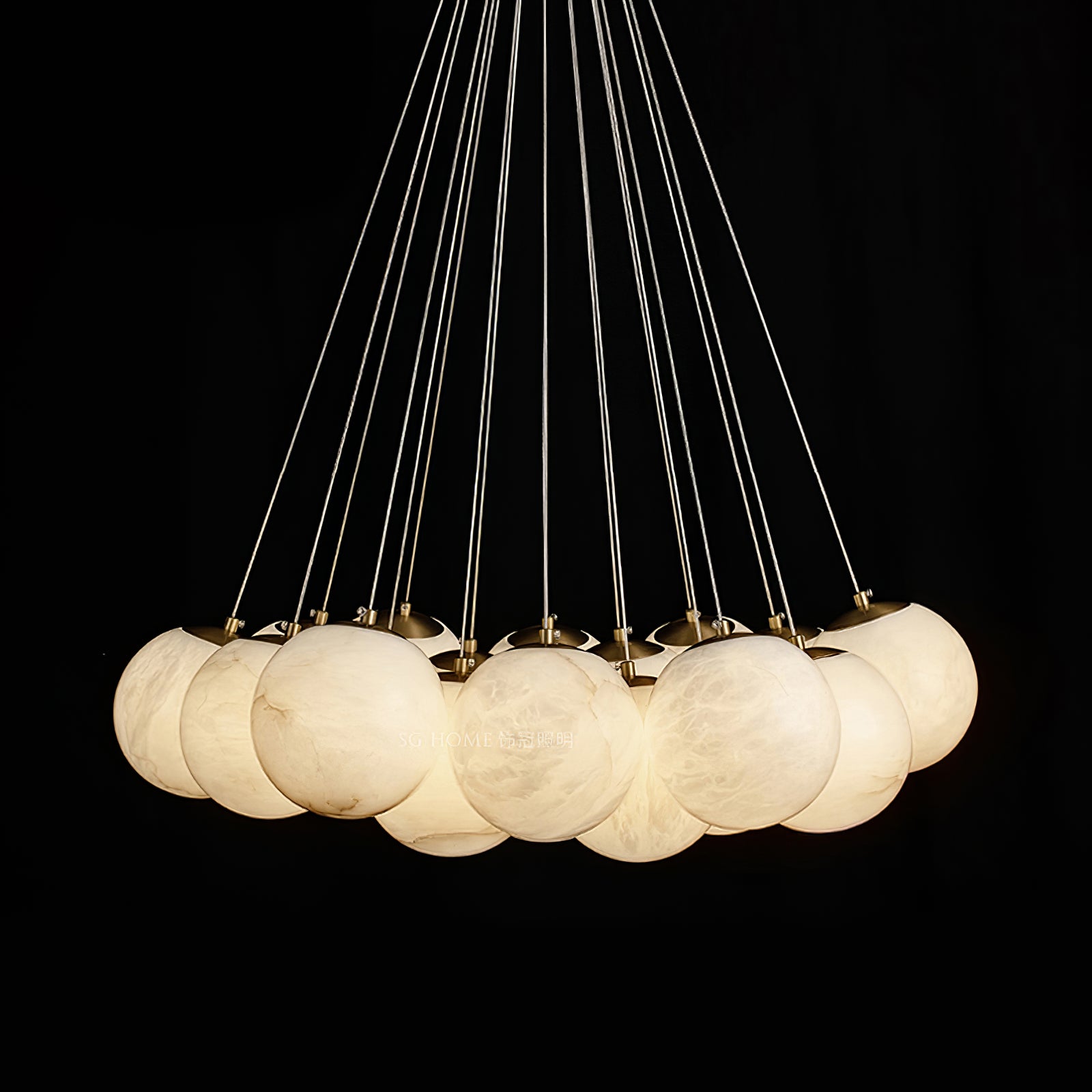 Elegant Alabaster Balls Chandelier - Handcrafted Crystal Glass Pendant Light Fixture for Dining Room, Living Room & Bedroom Decor