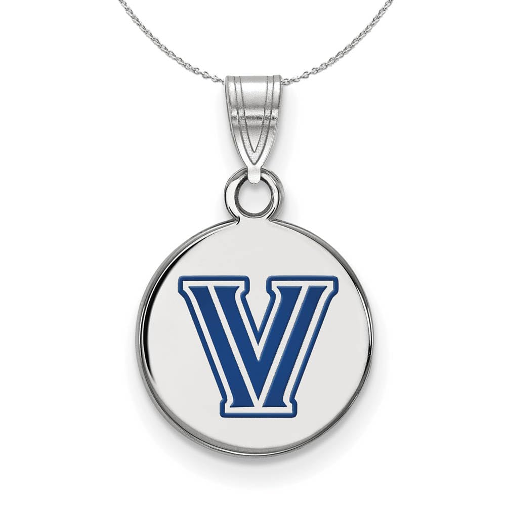 Villanova University Sterling Silver Black Bow Enamel Pendant Necklace - Perfect for Graduation Gifts & School Spirit Jewelry