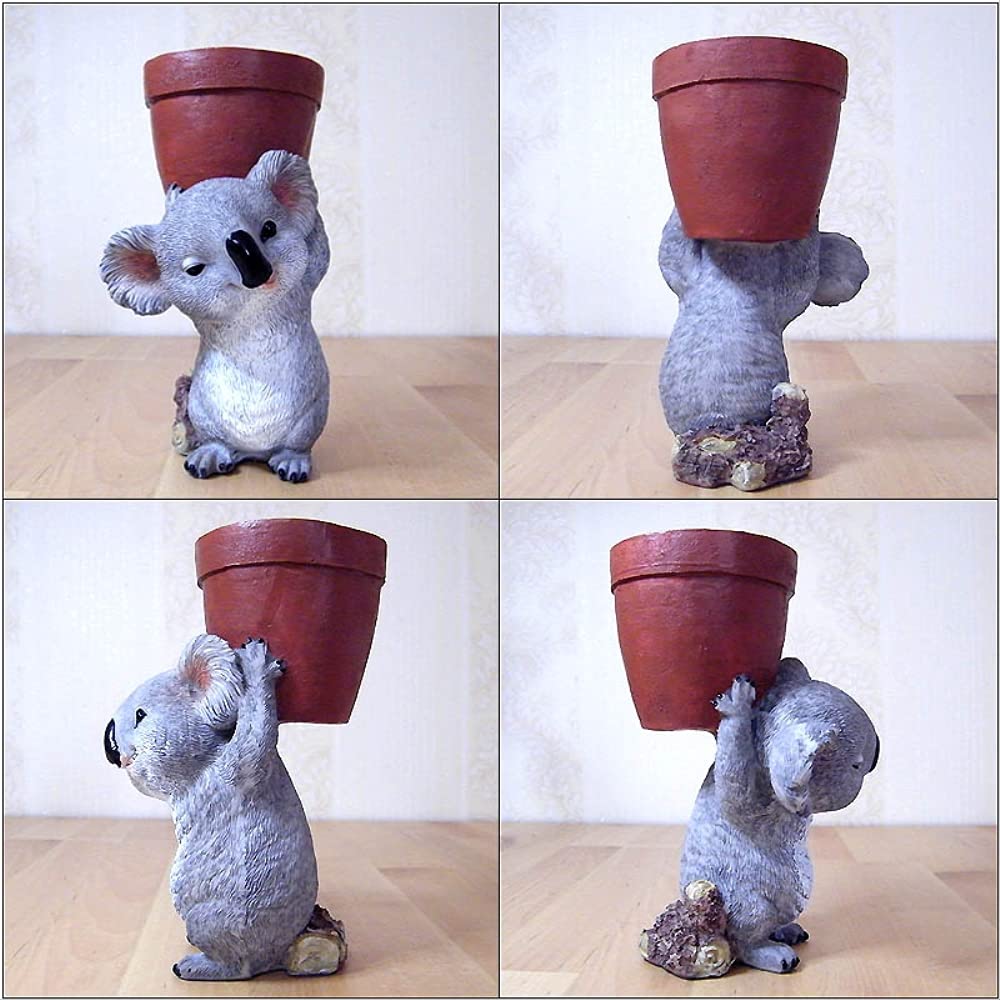 LILOVE Koala Flower Pot - Decorative Resin Koala Statue Planter for Succulents, Small Plants | Cute Animal-Shaped Garden Decor for Home, Office, Patio