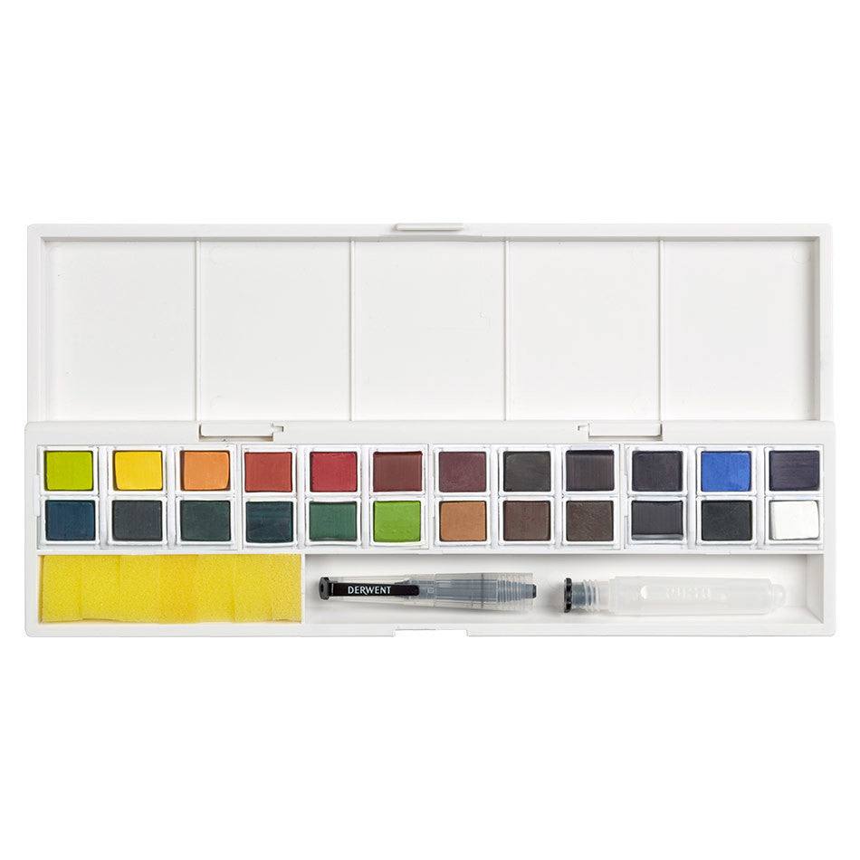 Derwent Inktense Paint Pan Studio Set of 24 - Vibrant Watercolor Pencils for Artists & Illustrators - Perfect for Sketching, Coloring Books & Mixed Media Art Projects