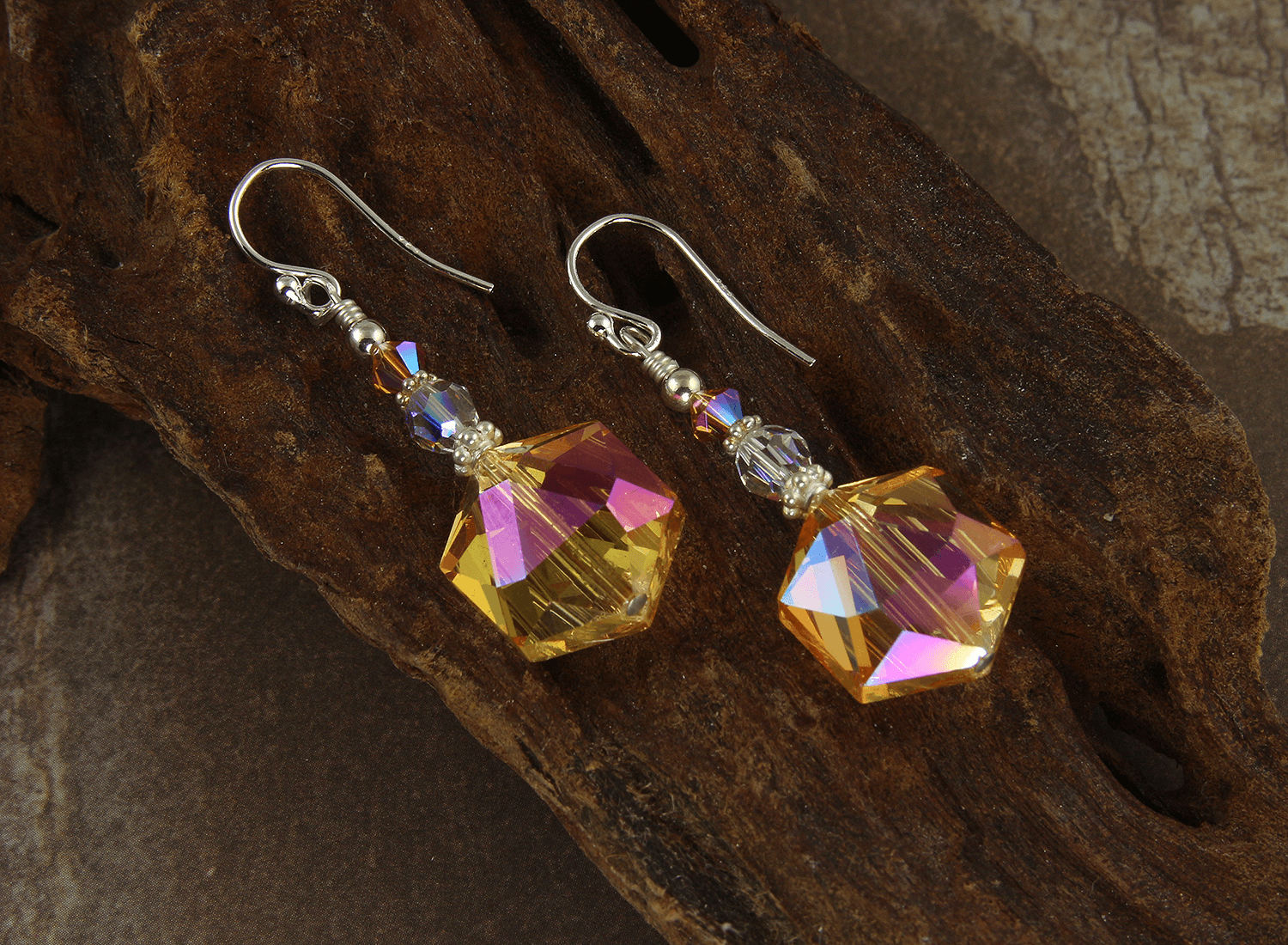 Tangerine Orange Crystal Beaded Earrings for Women - Elegant Dangle Drop Jewelry for Party, Wedding & Evening Wear