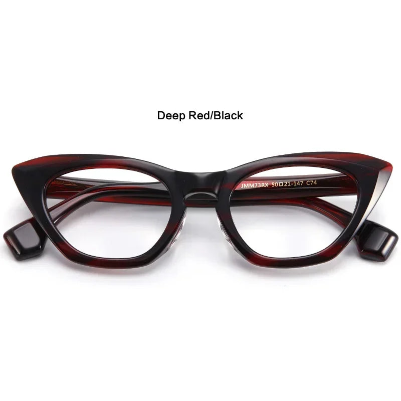 Stylish Unisex Oval Cat Eye Acetate Eyeglasses Frame 7318 - Trendy Full Rim Glasses for Women & Men, Perfect for Office, Reading & Fashion Accessories