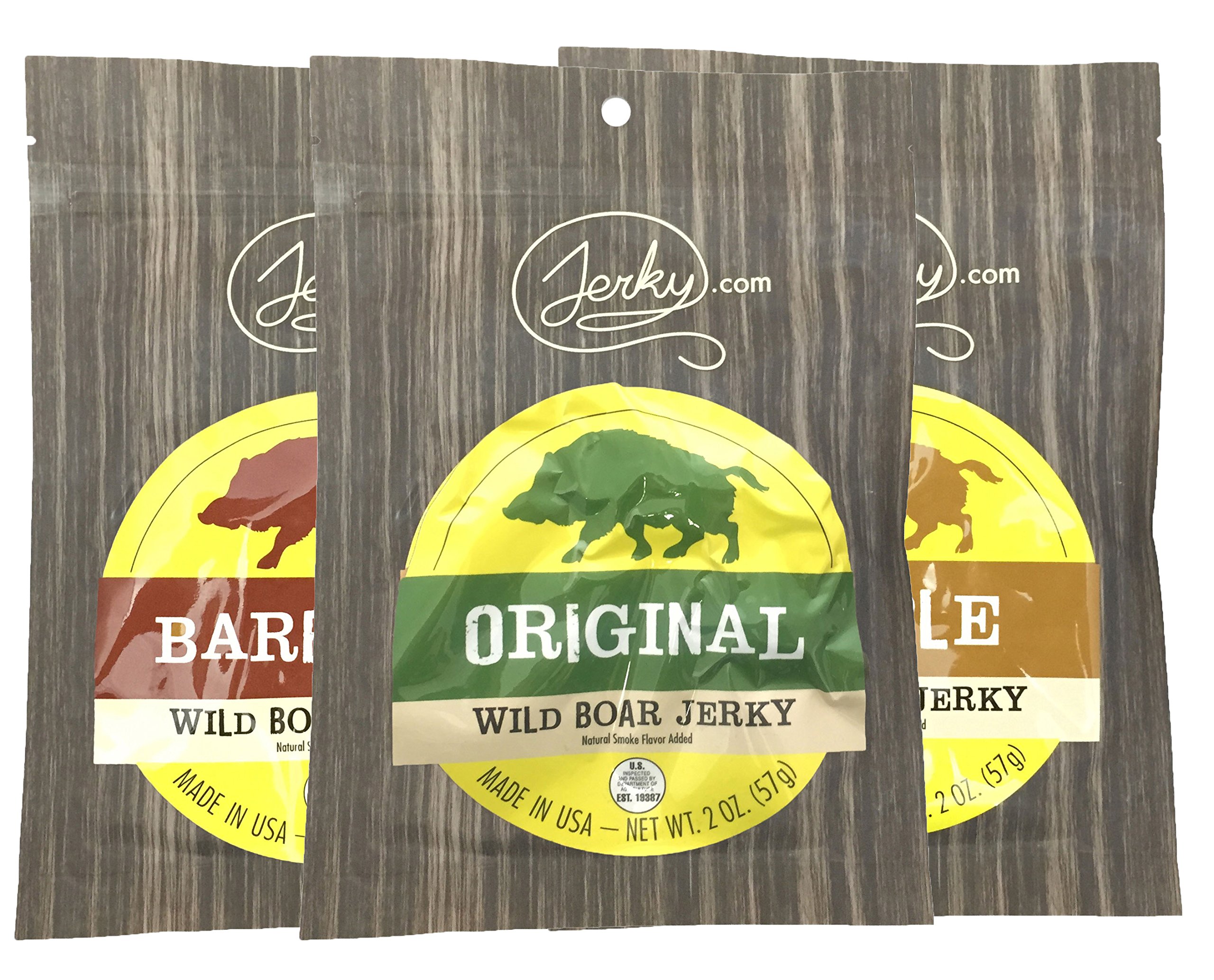 Premium Wild Boar Jerky Sampler - All-Natural, High-Protein Game Meat Snacks - No Preservatives - Healthy Protein Snacks for Adults & Outdoor Enthusiasts - 1.75 oz (Pack of 3) - Perfect for Camping, Hiking & Keto Diet