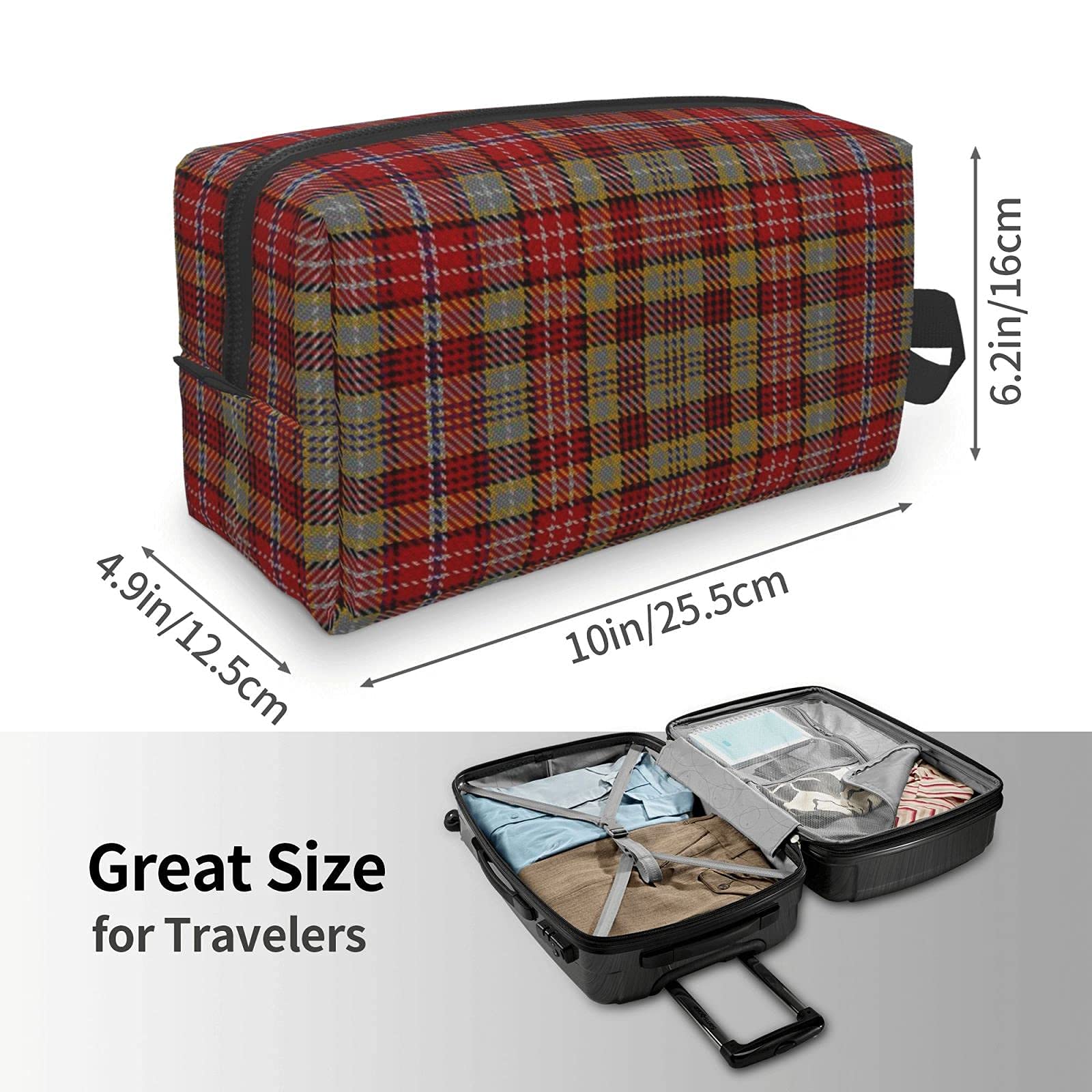 Ogilvie Clan Tartan Makeup Bag - Large Travel Cosmetic Organizer Pouch for Women | Portable Toiletry Bag for Makeup Brushes, Skincare & Travel Essentials | Perfect for Vacations, Gym & Daily Use