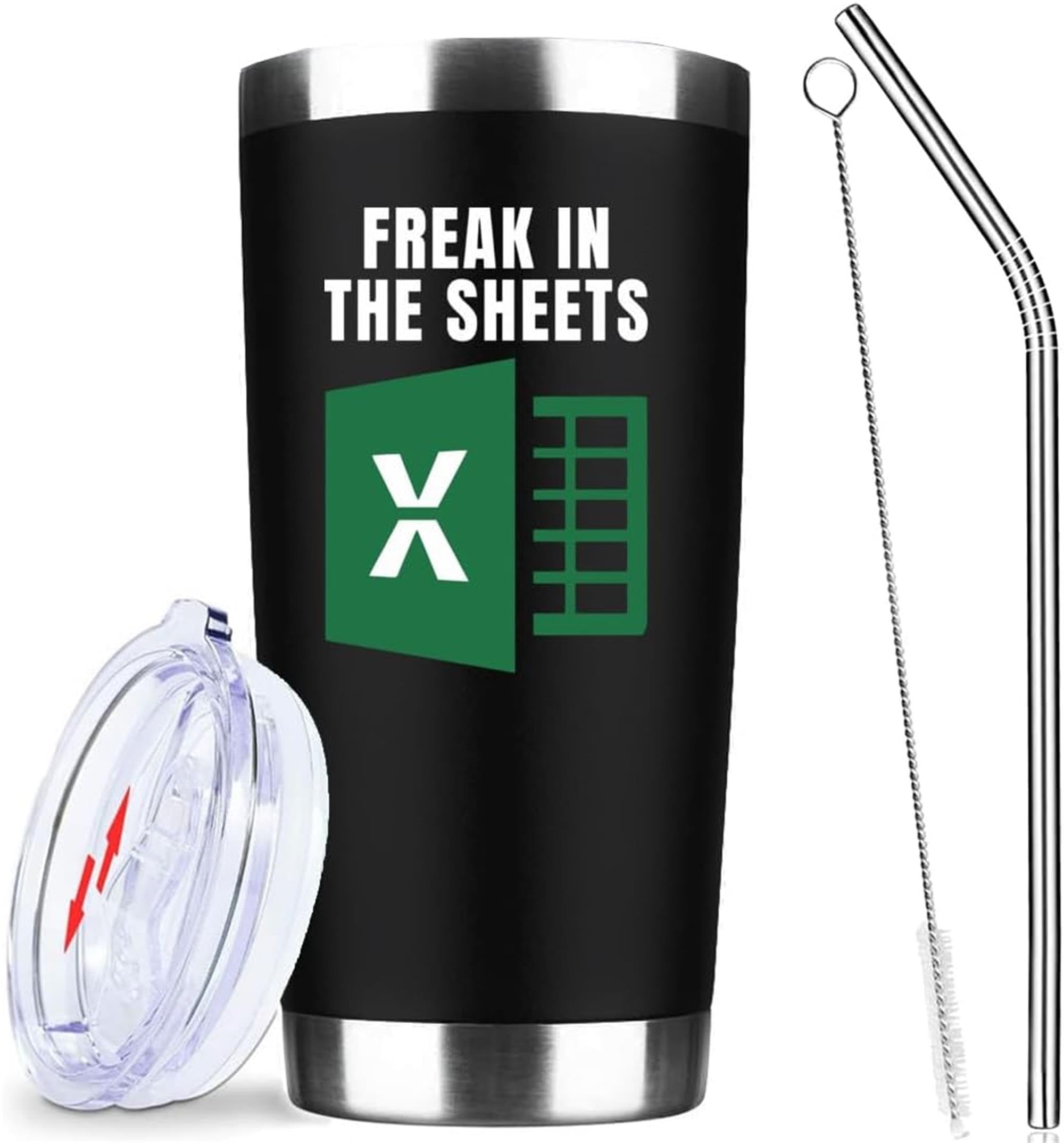 Freak in The Sheets Coffee Mug | Excel Spreadsheet Tumbler | Funny Accountant Gift for Boss & Coworkers | CPA Office Humor | Insulated Water Bottle for Nerds - Perfect for Office, Accounting Gifts & Coffee Lovers