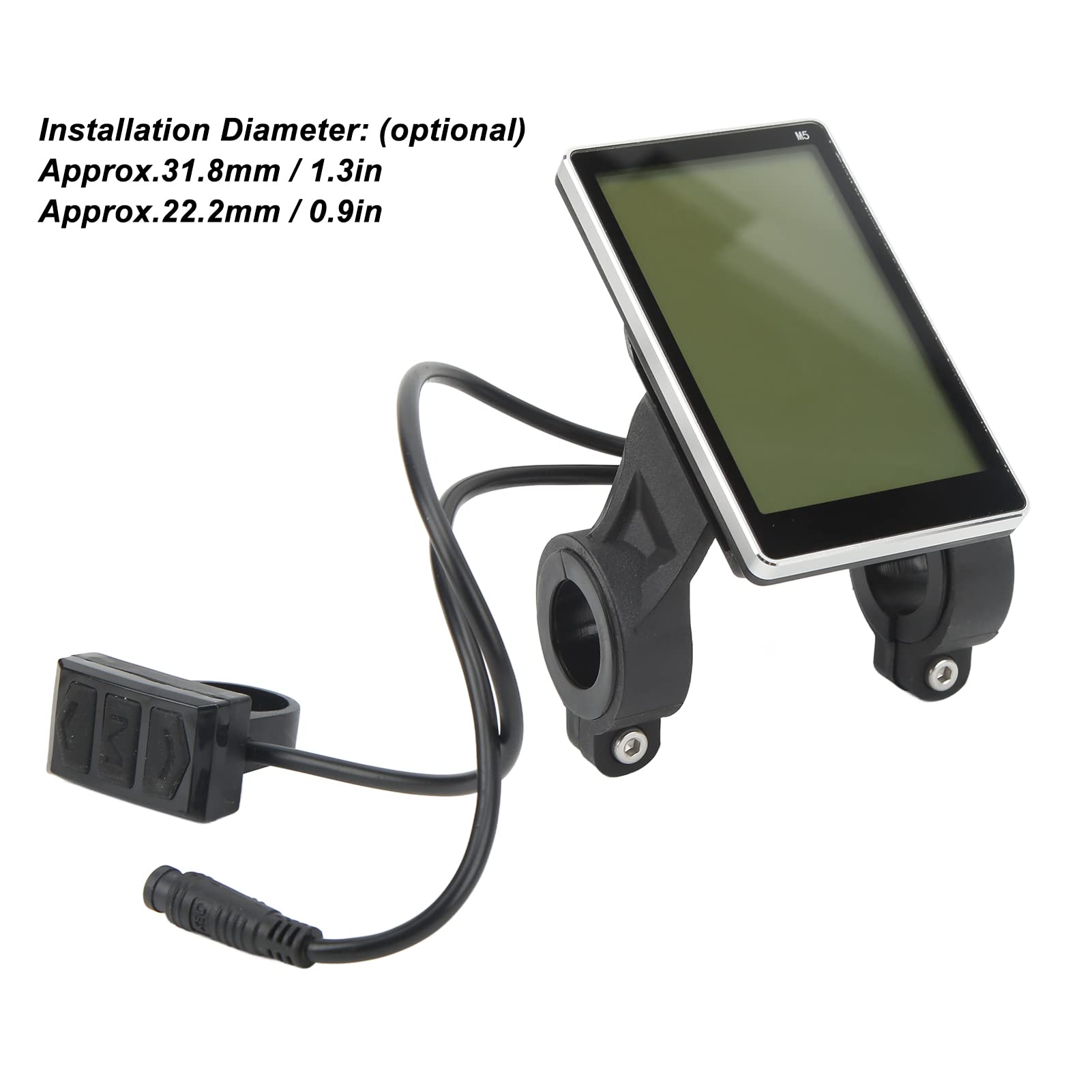 Universal 24V 36V 48V 60V Electric Bike LCD Display M5 - Waterproof E-Bike & Scooter Speedometer Control Panel Screen (31.8mm/22.2mm) for Replacement - Perfect for Commuting, Off-Road & Urban Riding