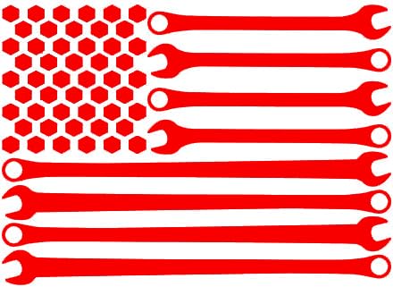 American Flag Wrench Mechanic Vinyl Decal Sticker - 5.5 Inch Red Patriotic Car Accessory for Windows, Walls, Laptops - Perfect for Trucks, Vans, SUVs & DIY Home Decor