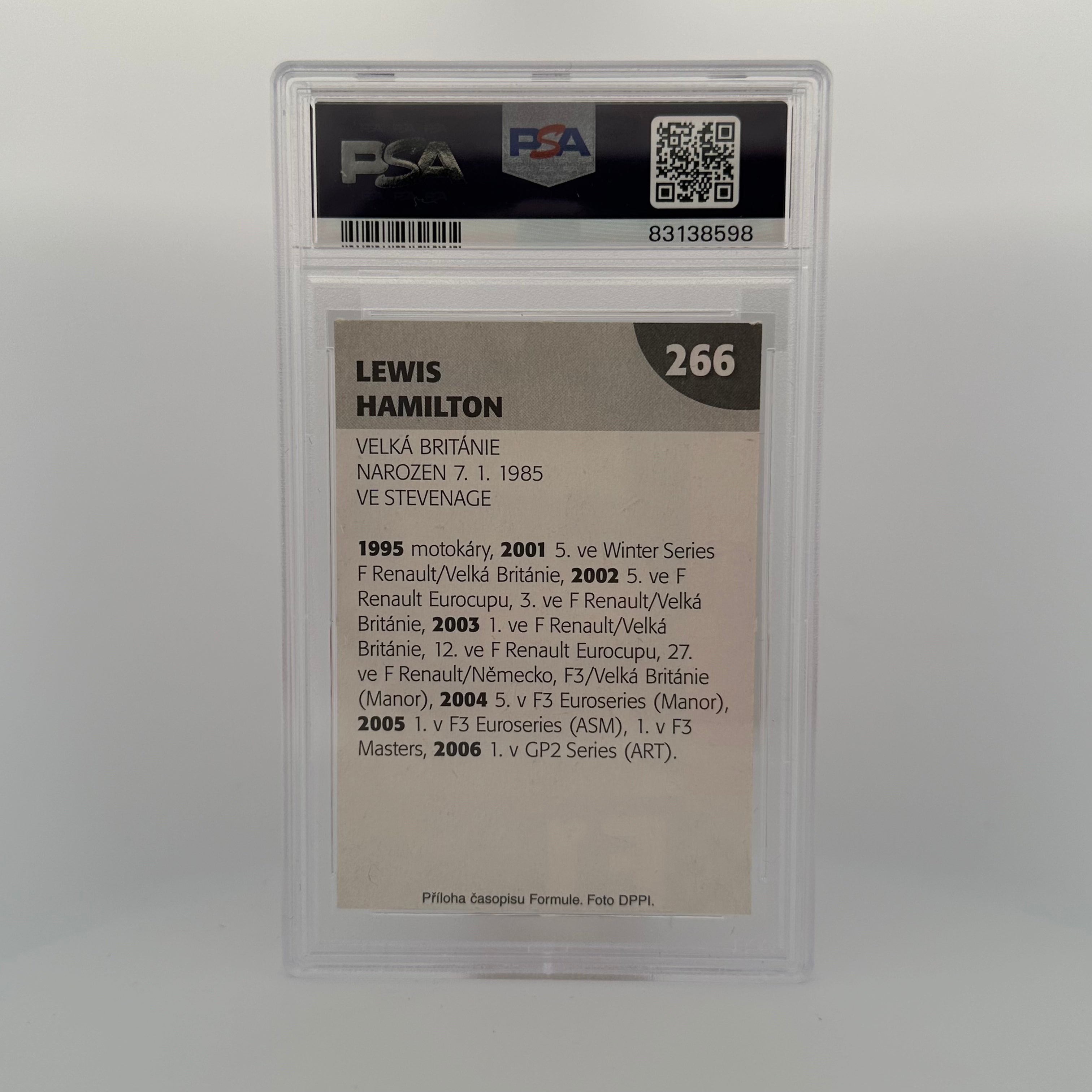 2007 Formula 1 Lewis Hamilton #266 PSA 6 Graded Racing Card - Perfect for F1 Collectors & Motorsport Memorabilia Fans