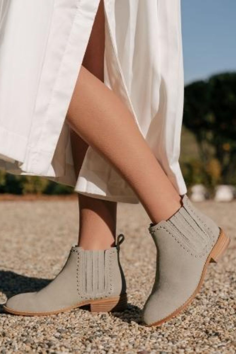 Delilah Sage Suede Leather Ankle Boots for Women - Comfortable Low Heel Booties for Fall & Winter - Perfect for Office, Casual Outfits and Date Nights