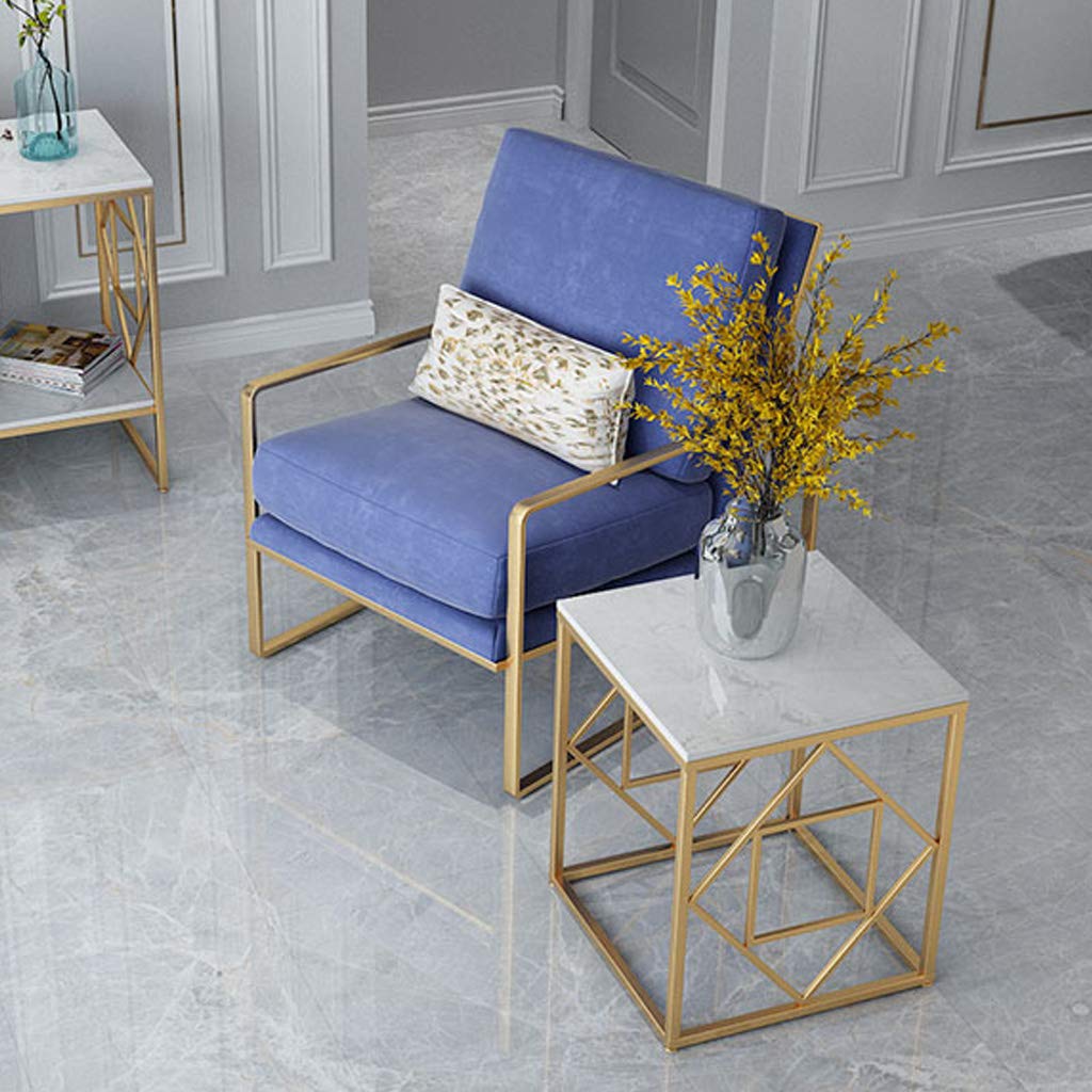 Marble Effect Square Side Table - 40x40x45cm Modern Storage End Table for Living Room, Bedroom, Office & Balcony - Perfect for Snacks, Books & Home Decor