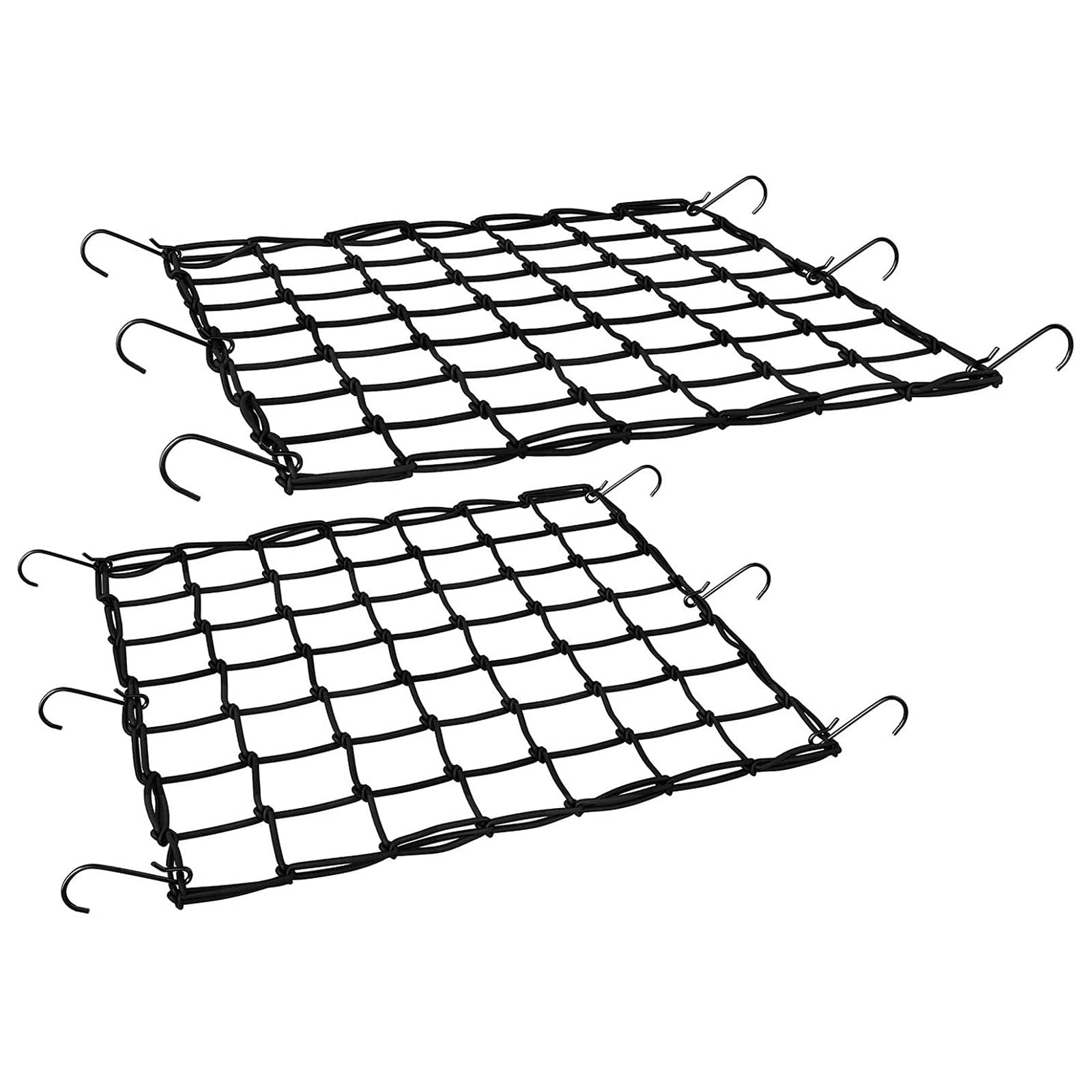 Motorcycle Cargo Net with Elastic Bungee & Metal Rings - Black Storage Organizer for Tools & Home Improvement