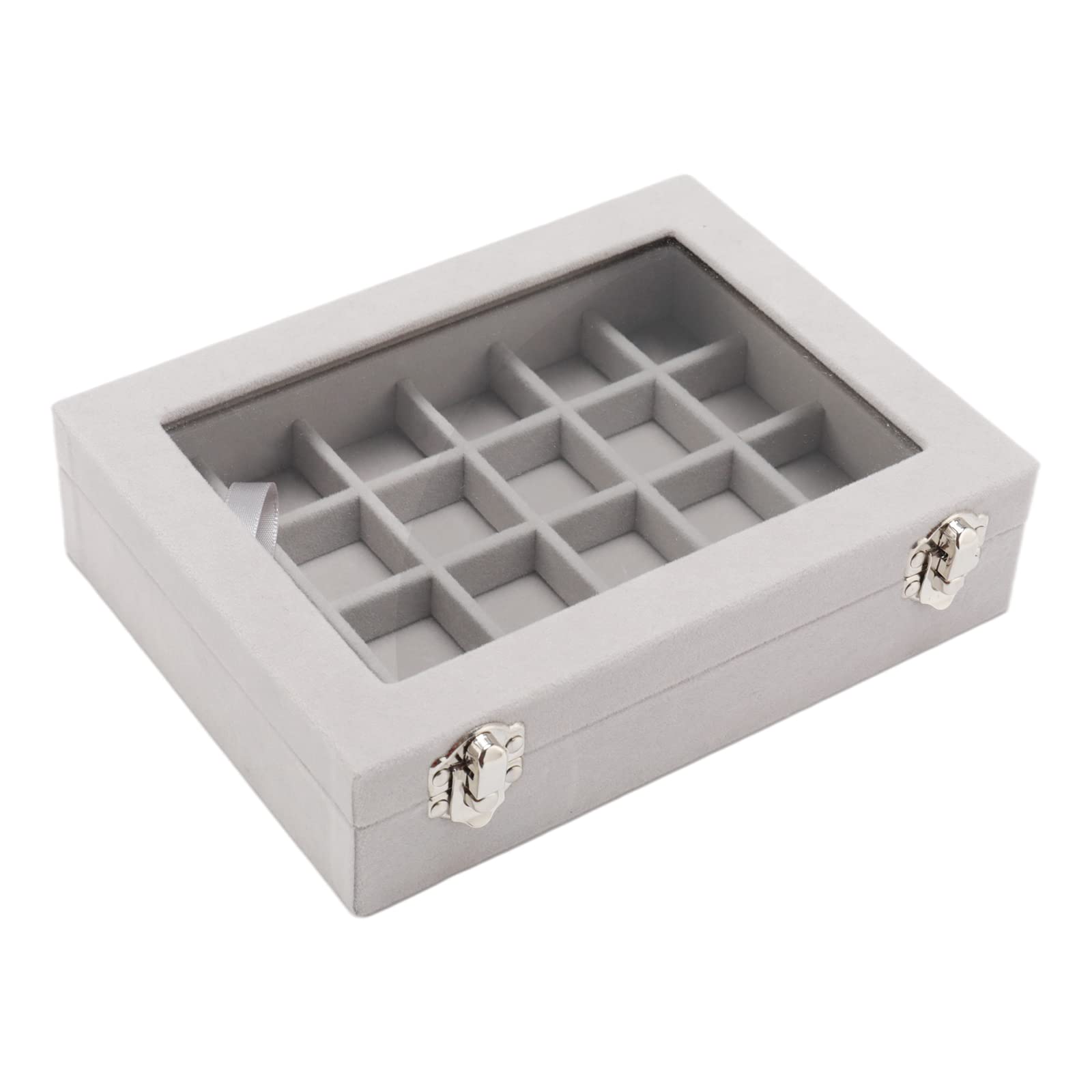 Small Velvet Jewelry Box Organizer with 24 Compartments - Earring & Ring Storage Case for Women & Girls - Perfect Gift for Travel, Home, and Office Organization