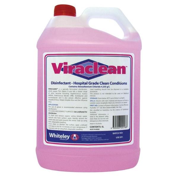 Whiteley Viraclean 5L Hospital-Grade Disinfectant - Kills 99.9% Germs & Viruses - Ideal for Hospitals, Clinics, Schools & Home Cleaning