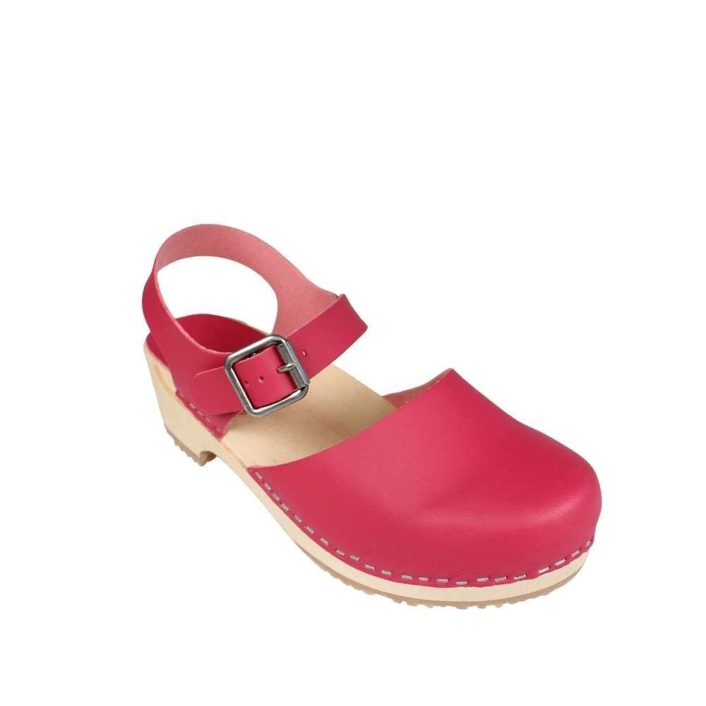 Lotta From Stockholm Swedish Vegan Greta Low Wood Clogs - Pink Vegan Leather Clogs for Women | Comfortable & Stylish Vegan Shoes for Casual Wear, Office, and Outdoor Activities
