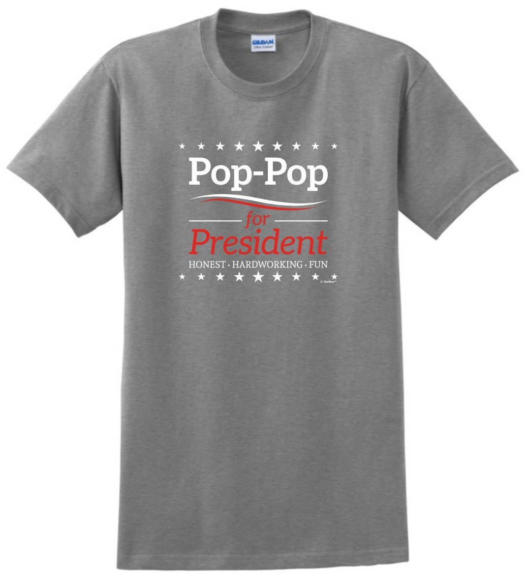 Funny Hardworking Grandpa Gifts - 'Pop-Pop for President' Novelty T-Shirt for Father's Day, Birthday & Retirement Gifts | Comfortable Cotton Tee for Casual Wear & Family Gatherings
