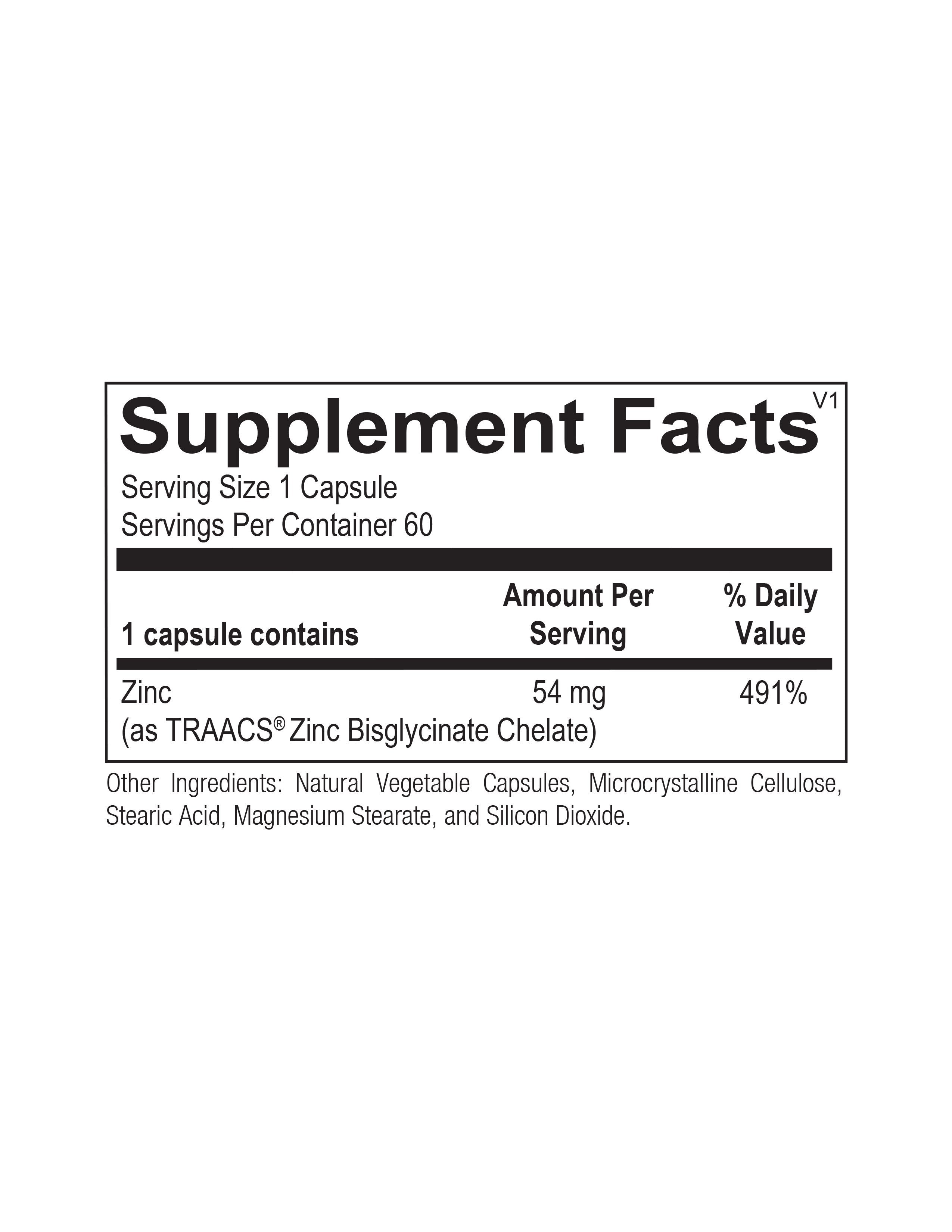 Reacted Zinc 60 Capsules - High Absorption Zinc Supplement for Immune Support & Wellness | Daily Immune Booster for Adults & Kids