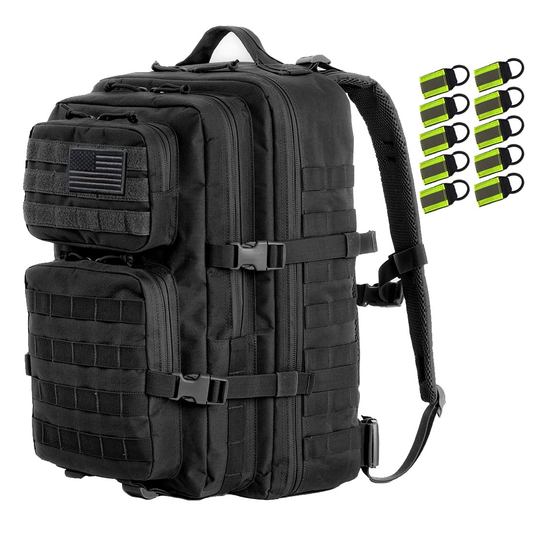 Tactical Backpack 42L - Military Molle Assault Pack for Outdoor, Hiking & Travel - Large Army 3-Day Black Backpack for Camping, Hunting & Survival Gear