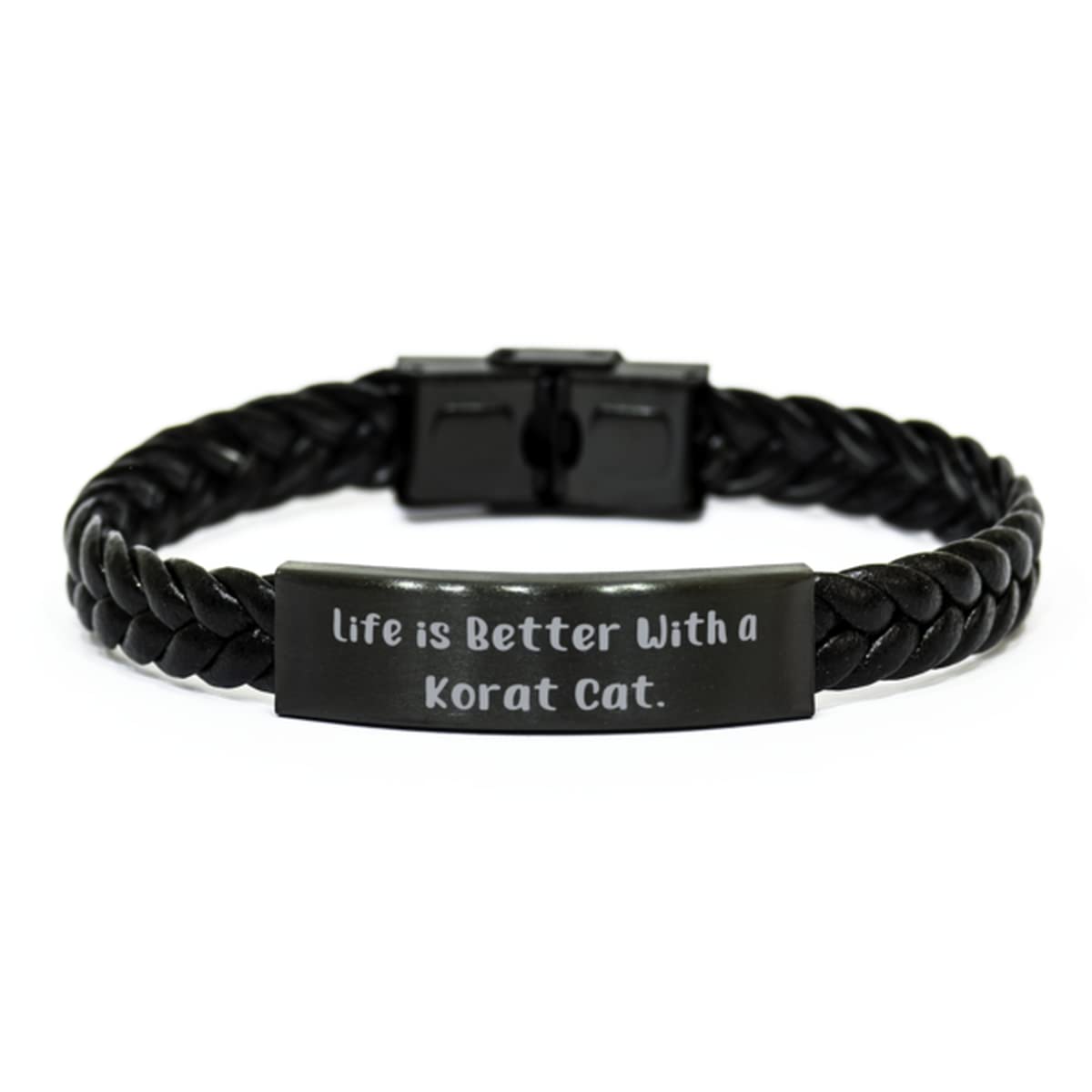 Handmade Braided Leather Bracelet for Cat Lovers - Korat Cat Inspired Jewelry Gift for Women & Men - Perfect for Holidays, Birthdays & Everyday Wear