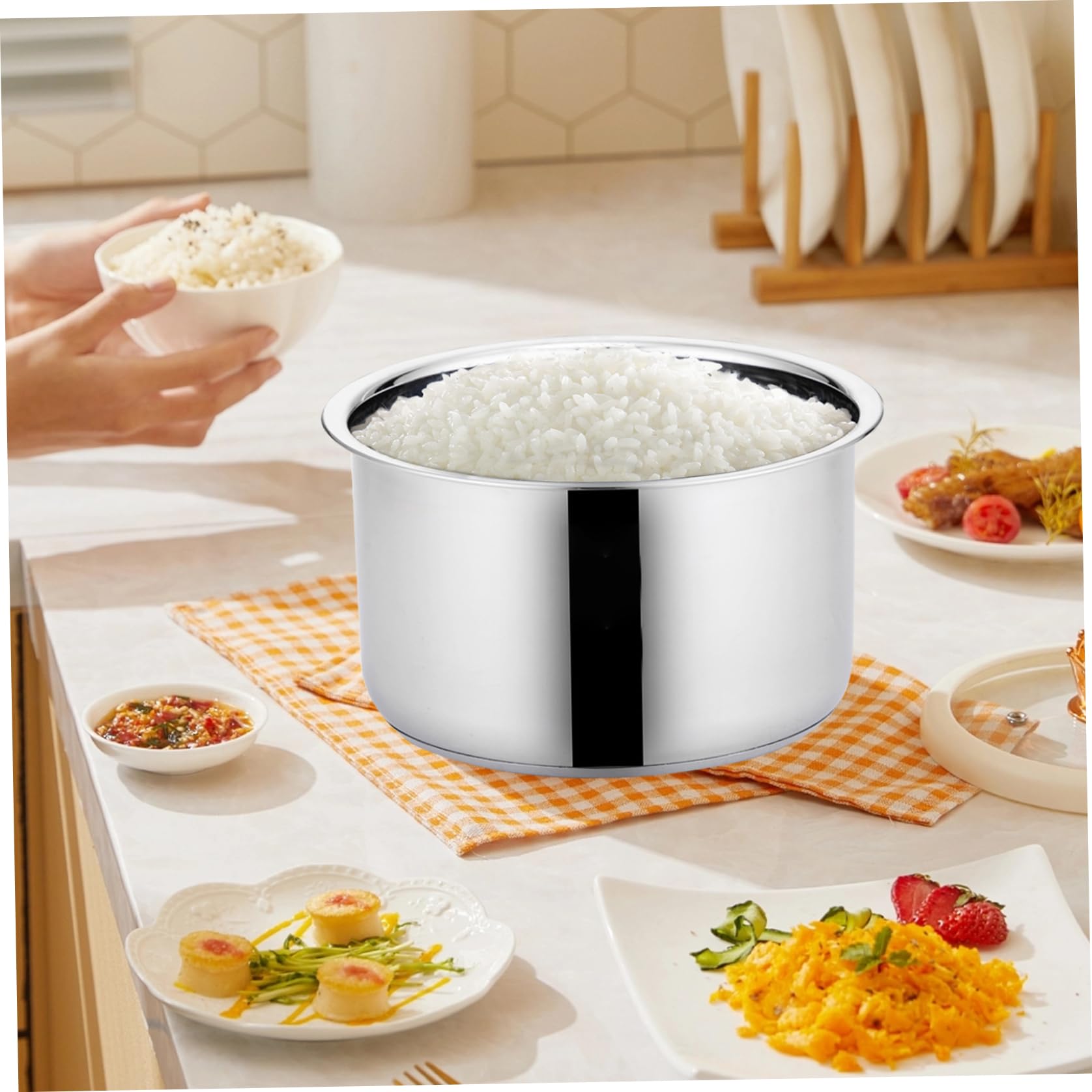 Stainless Steel 3L Rice Cooker Inner Pot with Thickened Bottom - Replacement Pot for Electric Pressure Cooker - Perfect for Home Cooking & Meal Prep