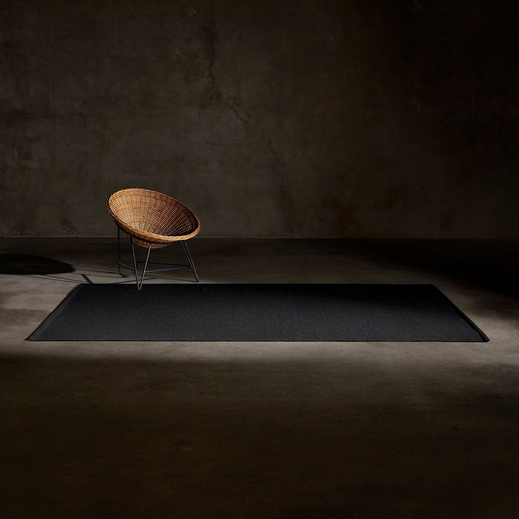 Premium Black Wool Area Rug - Soft & Durable Handmade Carpet for Living Room, Bedroom, or Office Decor