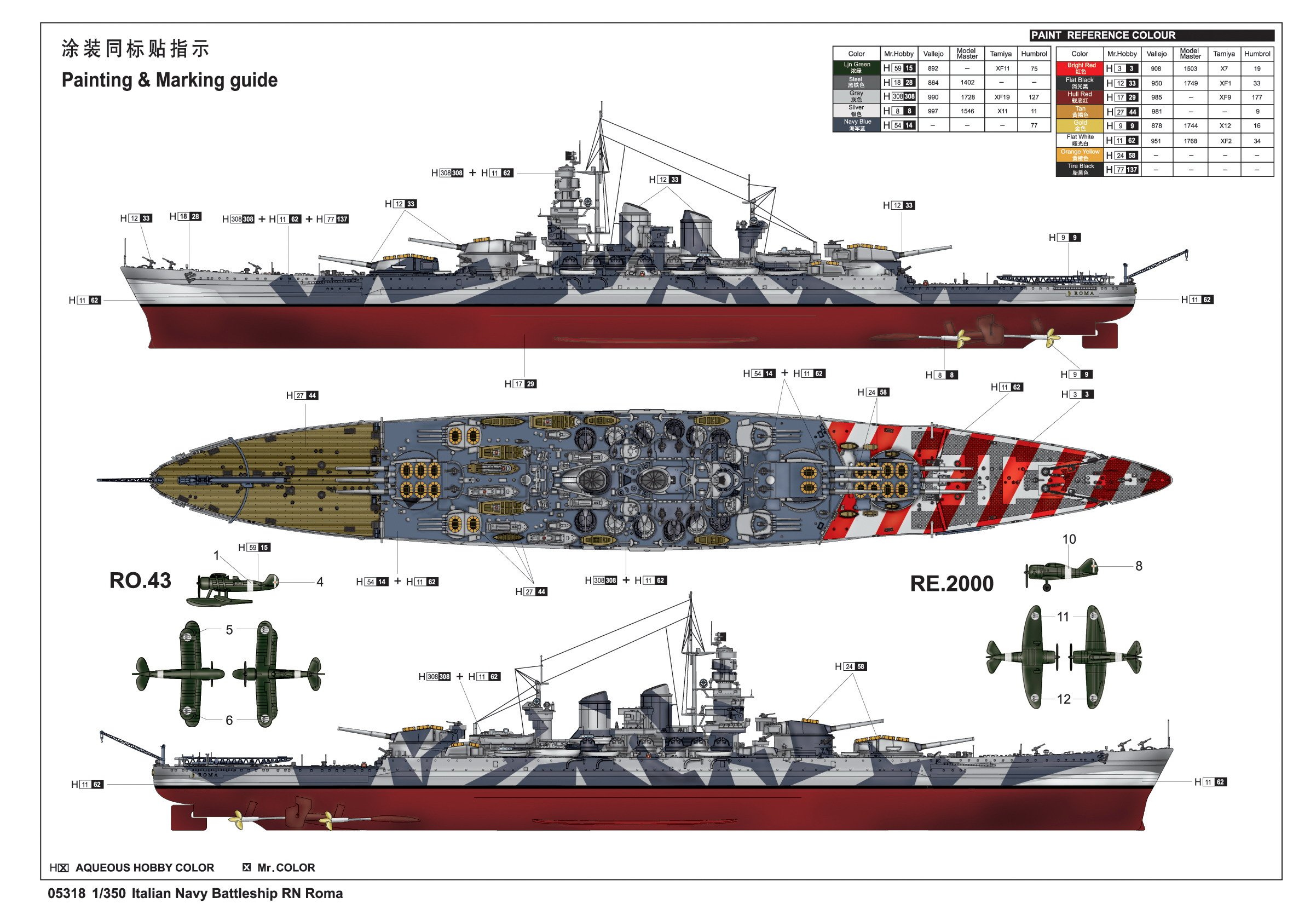 Trumpeter 1/350 Scale RN Roma Italian Navy Battleship Model Kit - Premium Collectible Warship for Display & Wargaming - Perfect for History Buffs & Military Enthusiasts