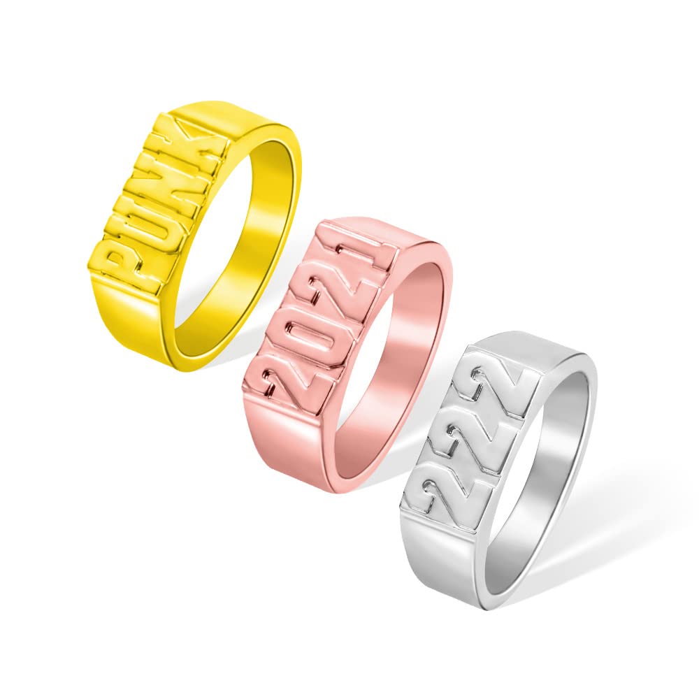 Personalized Name Rings for Women & Men - 925 Sterling Silver/Brass Custom Angel Number Rings - Birthday, Birth Year, Anniversary & Christmas Gifts for Her/Him - Perfect for Couples, Engagements, Weddings & Special Occasions