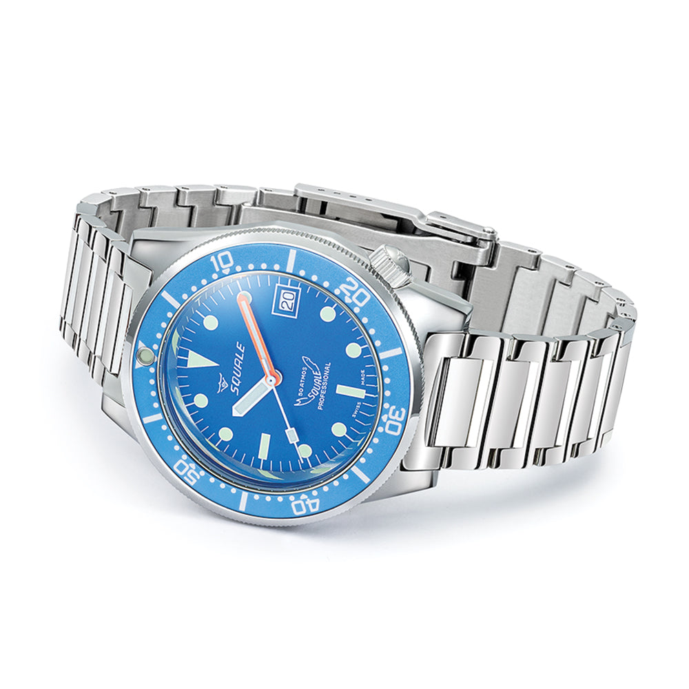 1521 Ocean 42mm Blue Dial Men's Watch with Stainless Steel Bracelet - Perfect for Diving, Swimming & Everyday Wear