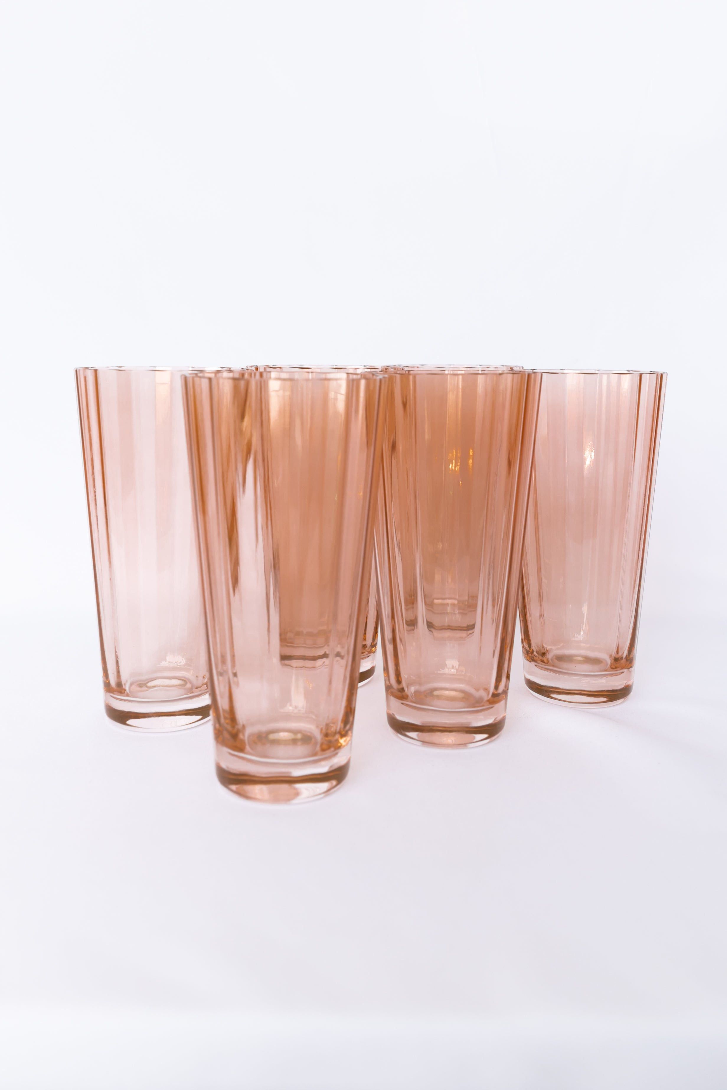 Estelle Colored Sunday Highball Glasses Set of 6 - Blush Pink - Elegant Drinking Glasses for Cocktails, Juice & Iced Tea - Perfect for Parties, Weddings & Home Entertaining