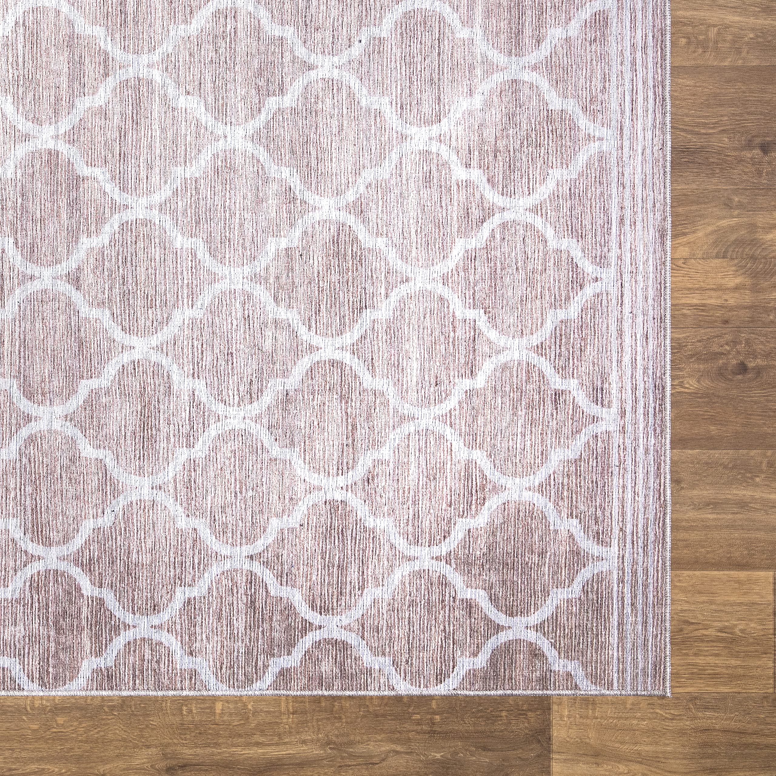 Abani 8' x 10' Cream Rectangular Area Rug - Soft Polypropylene Modern Large Rug for Living Room Bedroom, Machine Washable Stain Resistant Non-Shedding - Perfect for Home Office Decor & High Traffic Areas