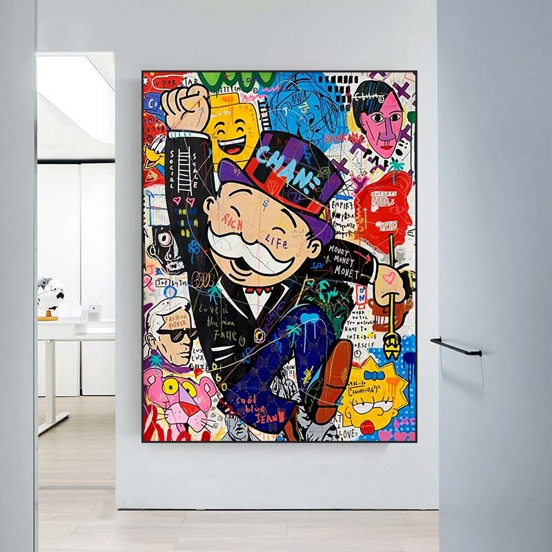 Alec Monopoly 'The World is Yours' Canvas Art Print - Modern Wall Decor for Living Room, Bedroom & Office