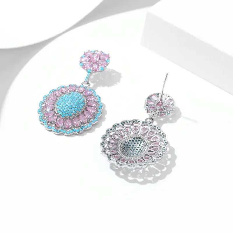 Luxury Cubic Zirconia Oval Hollow Drop Earrings for Women - Elegant Heavy Statement Jewelry for Wedding, Bridal Party, Banquet & Evening Dresses (LYI141) | Perfect for Formal Events, Date Nights & Special Occasions