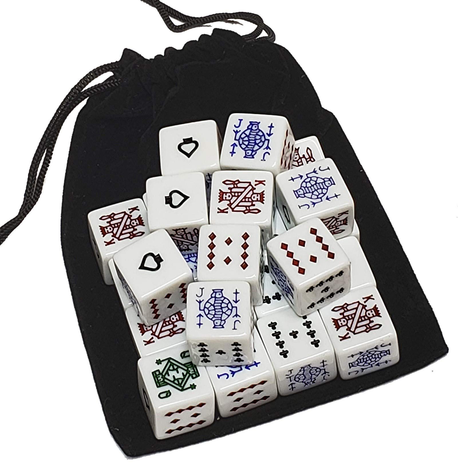 Premium White Poker Dice Set of 25 with Storage Pouch - Casino Style Dice for Poker, Board Games, and Party Entertainment