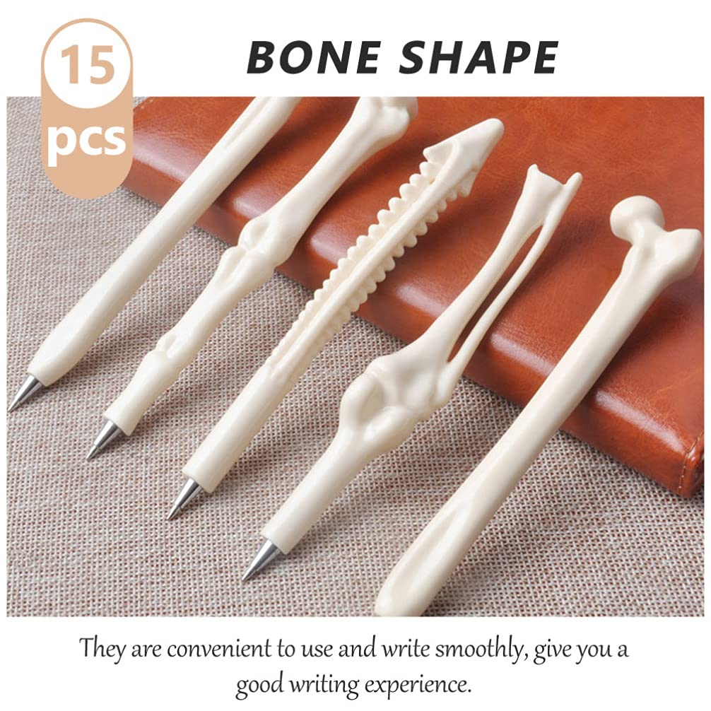 Cabilock 15-Piece Halloween Bone Ballpoint Pen Set - Cute Writing Pens for School, Office & Students - Perfect for Halloween Gifts, Party Favors & Spooky Decorations