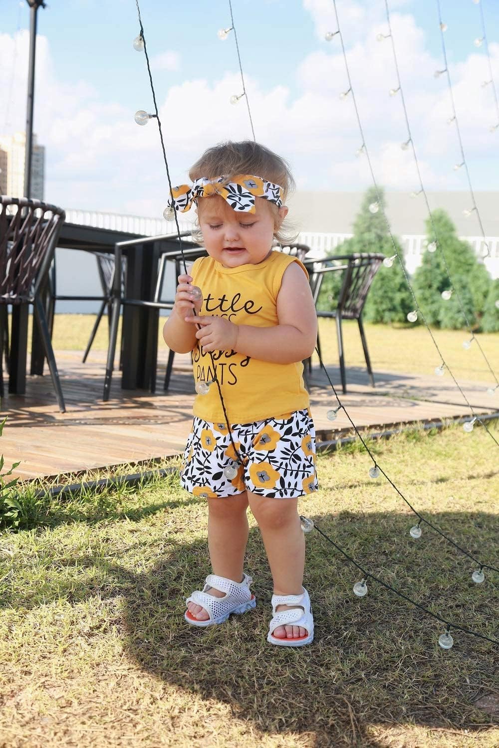 Hipea Toddler Girl Floral Summer Outfit Set - Sleeveless Tank Top, Shorts & Headband for Girls 2-5 Years | Playdate, Beach & Outdoor Activities