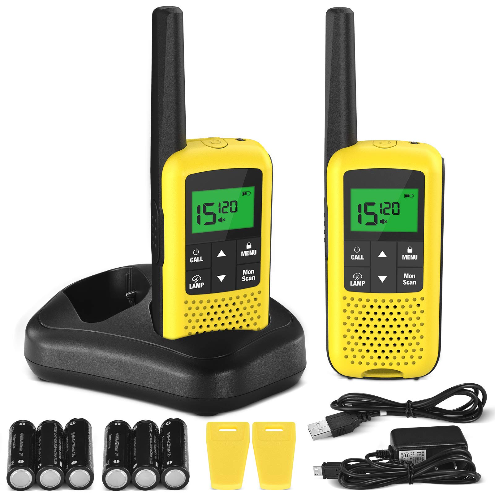 COTRE Long Range Walkie Talkies for Adults - USB Rechargeable Two Way Radios with 2662 Channels, NOAA Weather Alerts, VOX Scan & LED Flashlight - Ideal for Hiking, Camping, Construction and Outdoor Adventures (Yellow)