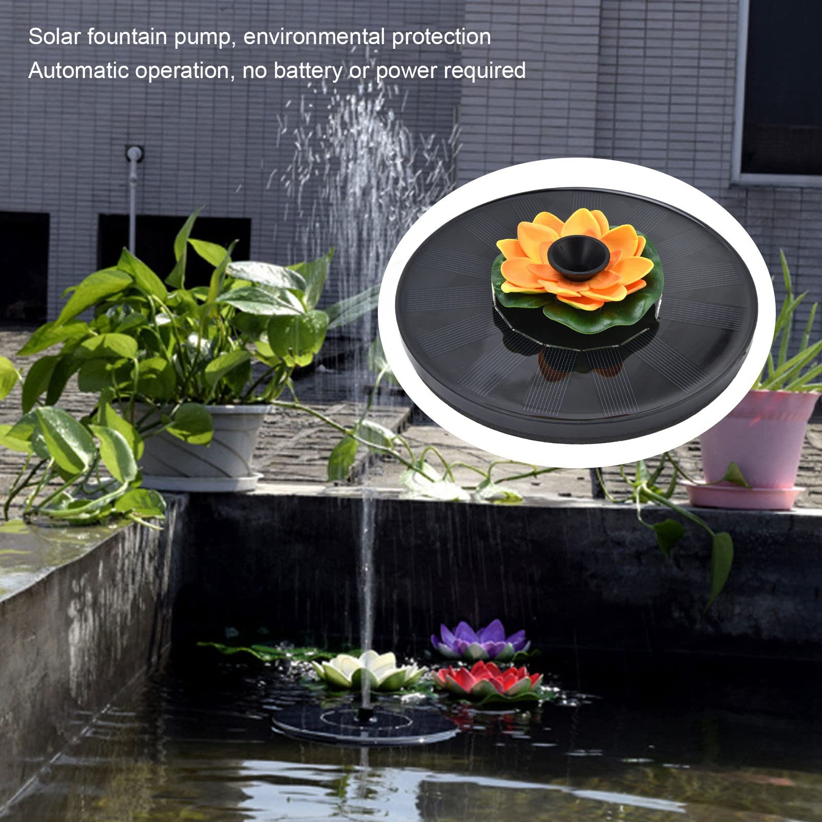 Solar Powered Floating Water Fountain Pump - Mini Solar Fountain for Bird Baths, Garden Ponds, Pools & Outdoor Decor (Yellow) | Perfect for Backyard, Patio & Garden Water Features