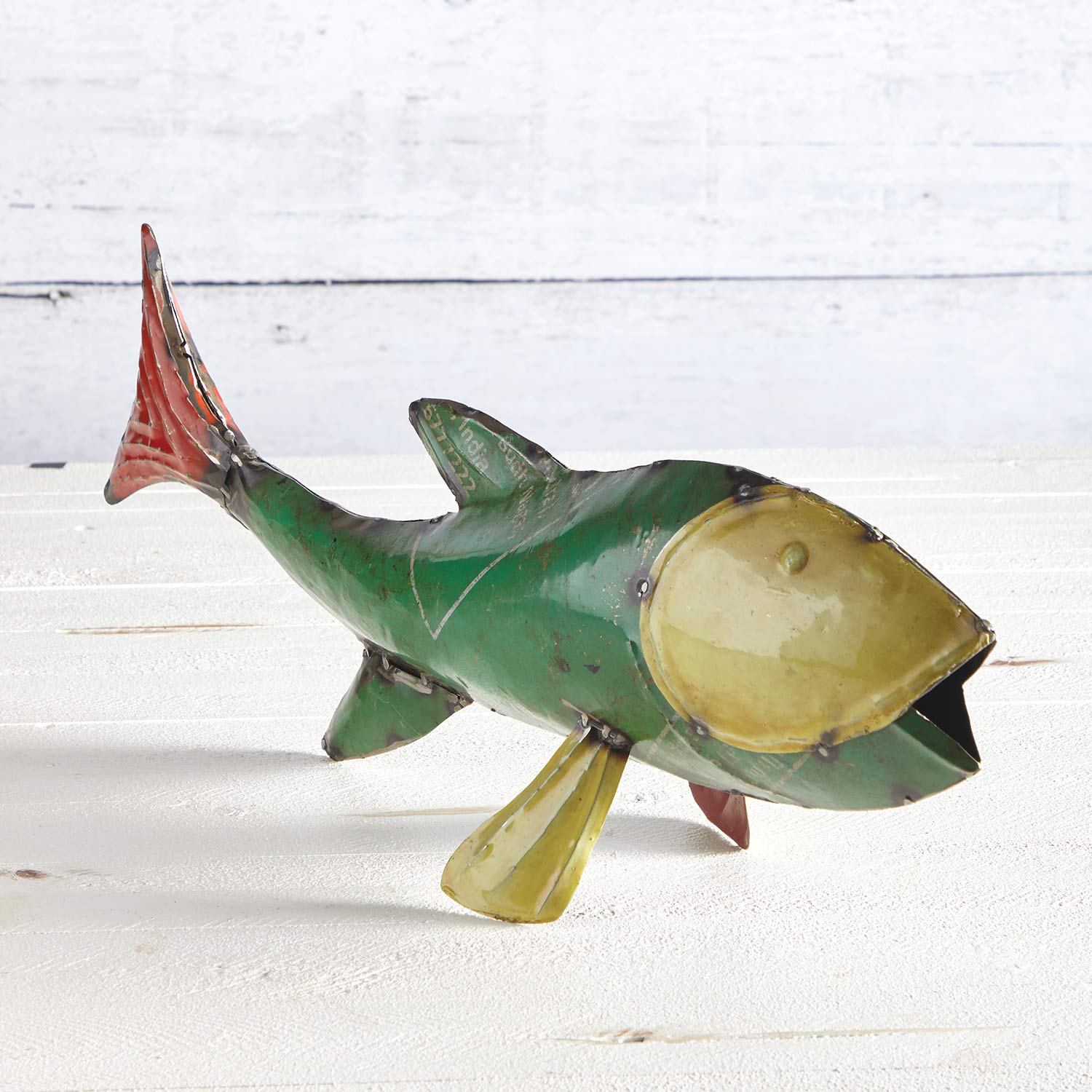 47th & Main Reclaimed Iron Fish Figurine - 9.5 Inch Tall Handcrafted Decorative Statue for Home, Office & Garden Decor | Rustic Coastal & Farmhouse Style