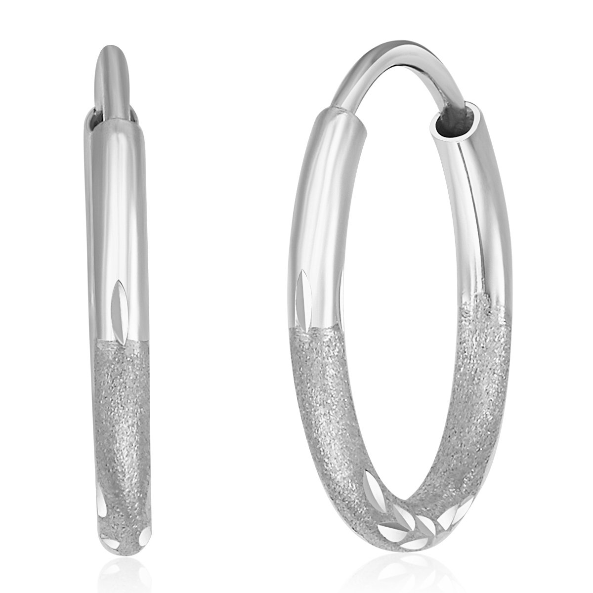 14K White Gold 1.5mm Thin Endless Hoop Earrings for Women - 8 Sizes (8mm-20mm) | Minimalist Everyday Jewelry, Perfect for Work, Date Night & Gifting