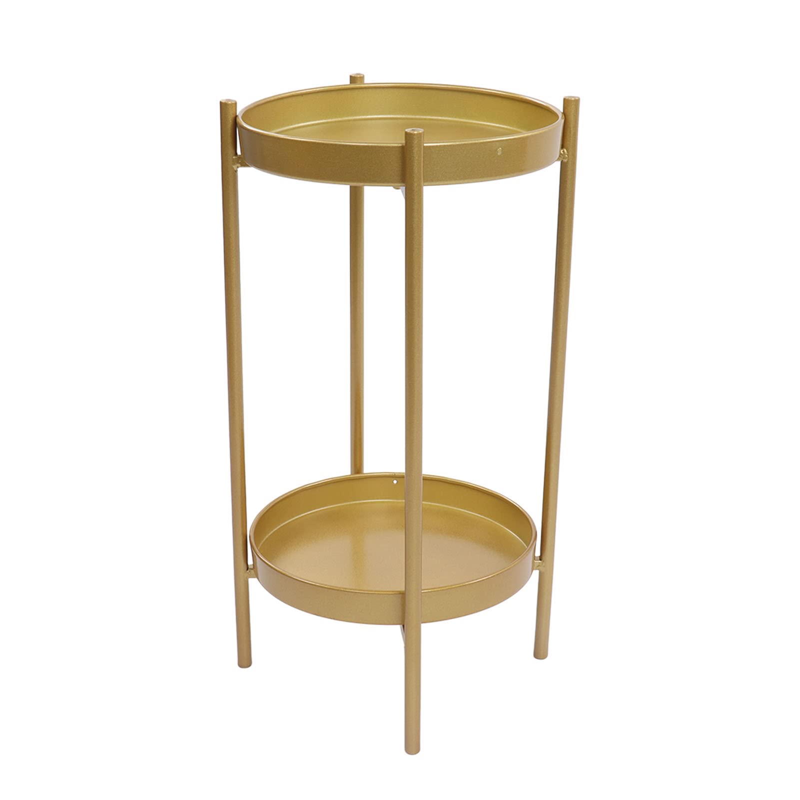 **YEmirth 2-Tier Metal Flower Pot Holder - Gold Nordic Indoor Iron Plant Stand with Non-Rust Coating for Home, Cafe, Office (50x25cm) - Perfect for Indoor Plants, Balcony Decor & Small Space Gardening**