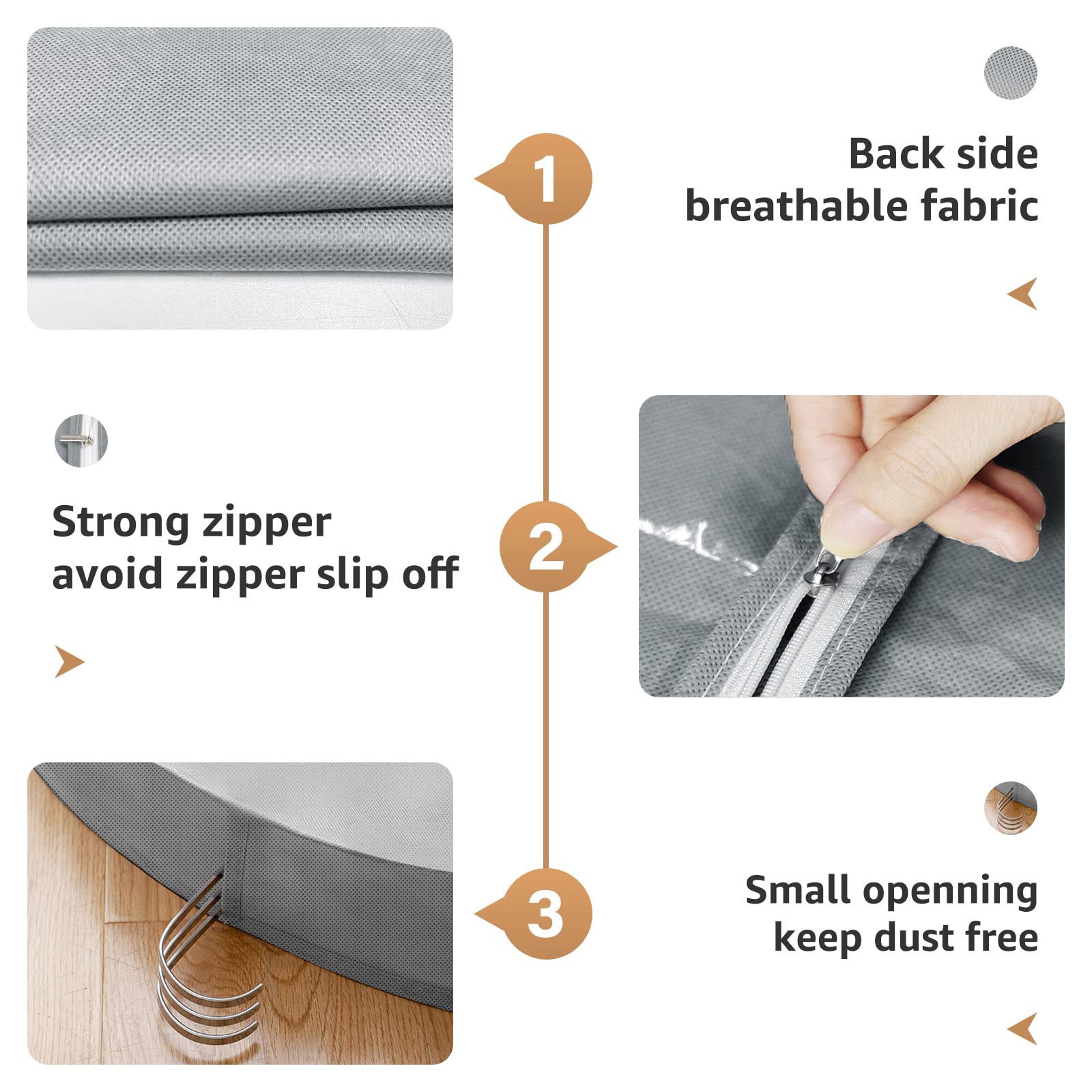 Long Clear Garment Bags for Dresses (60 Inches) - 3 Pack Foldable Hanging Clothes Storage Bags for Wedding Gowns, Formal Wear & Travel - Perfect for Closet Organization & Suitcase Packing