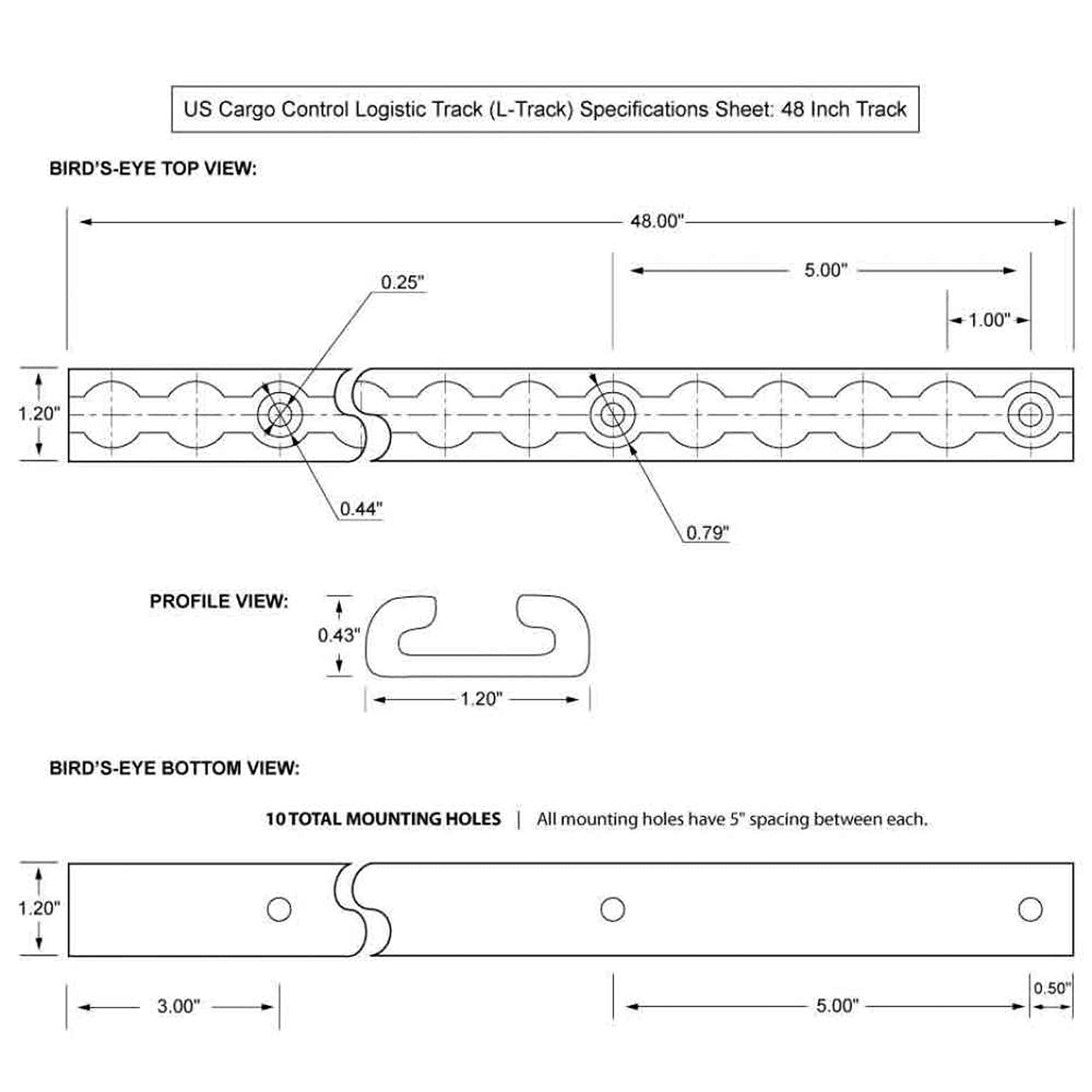 4-Pack 4 Ft Aluminum L-Track Rail for Trailers & Truck Beds - Heavy Duty Cargo Control System for Motorcycles, ATVs, Dirt Bikes - Perfect for Enclosed Trailers, Utility Trailers & Pickup Trucks (Secure Transport & Off-Road Vehicle Tie-Down)